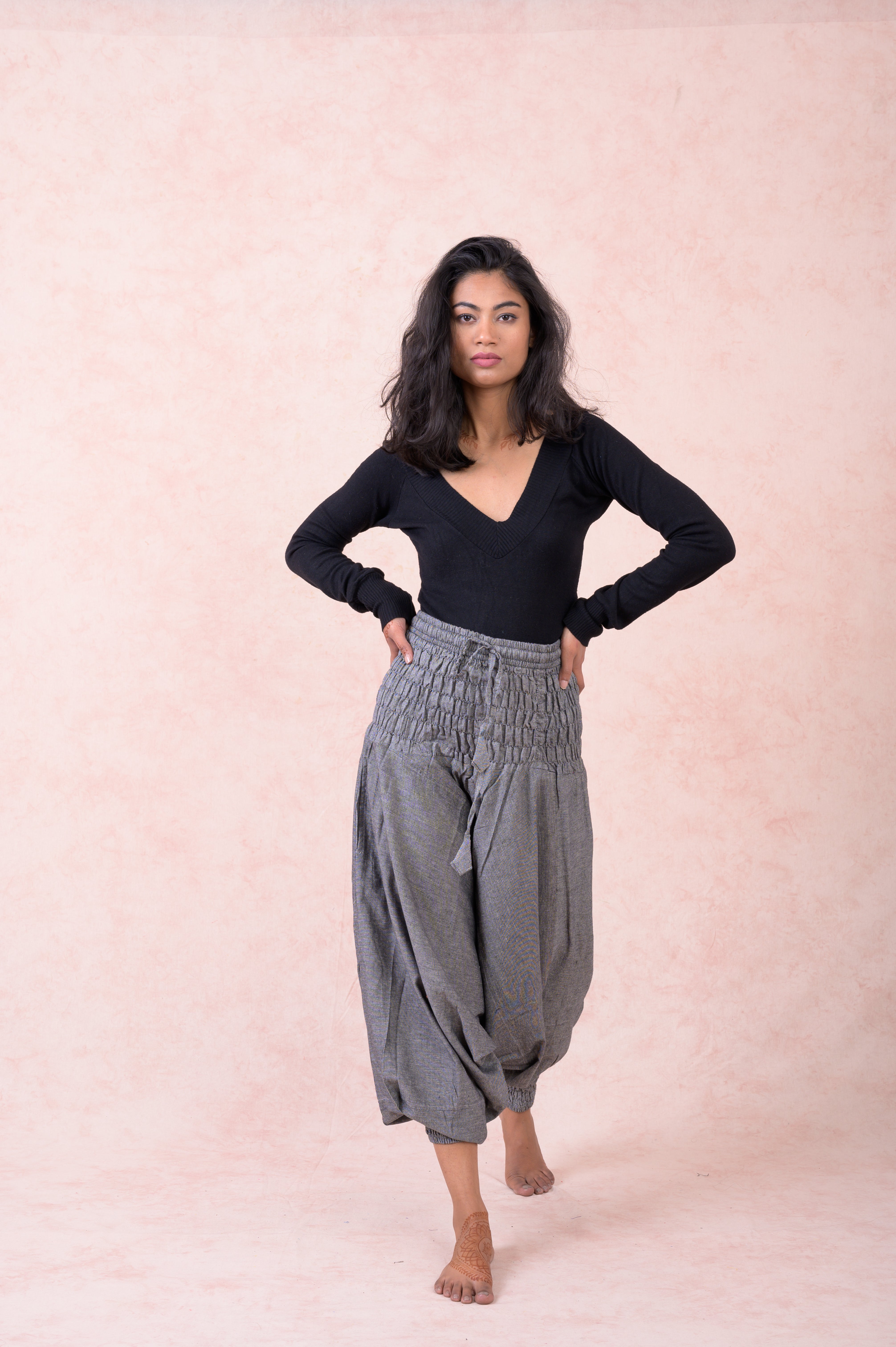 Solid Tie-Waist Pants