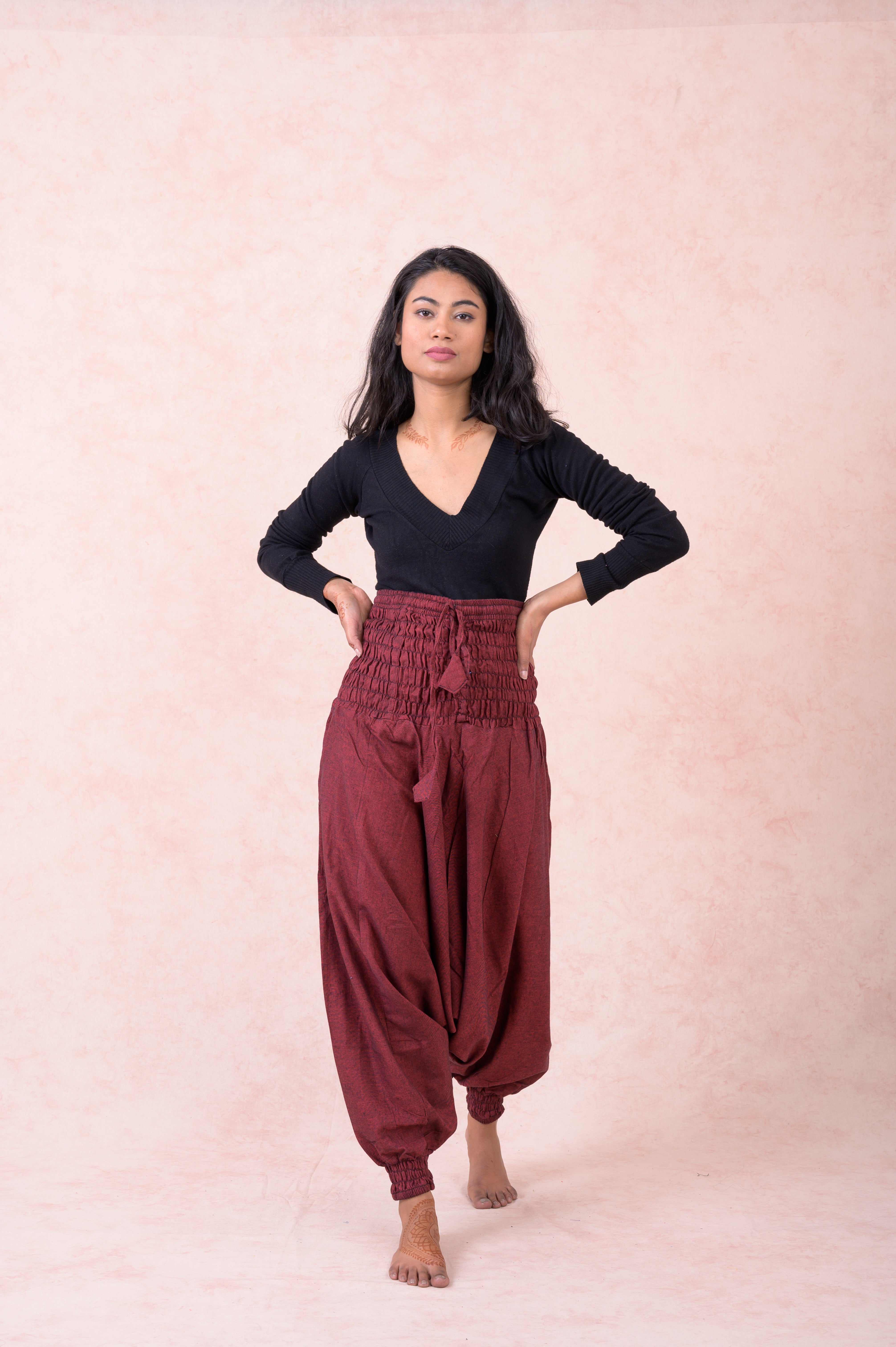 Solid Tie-Waist Pants