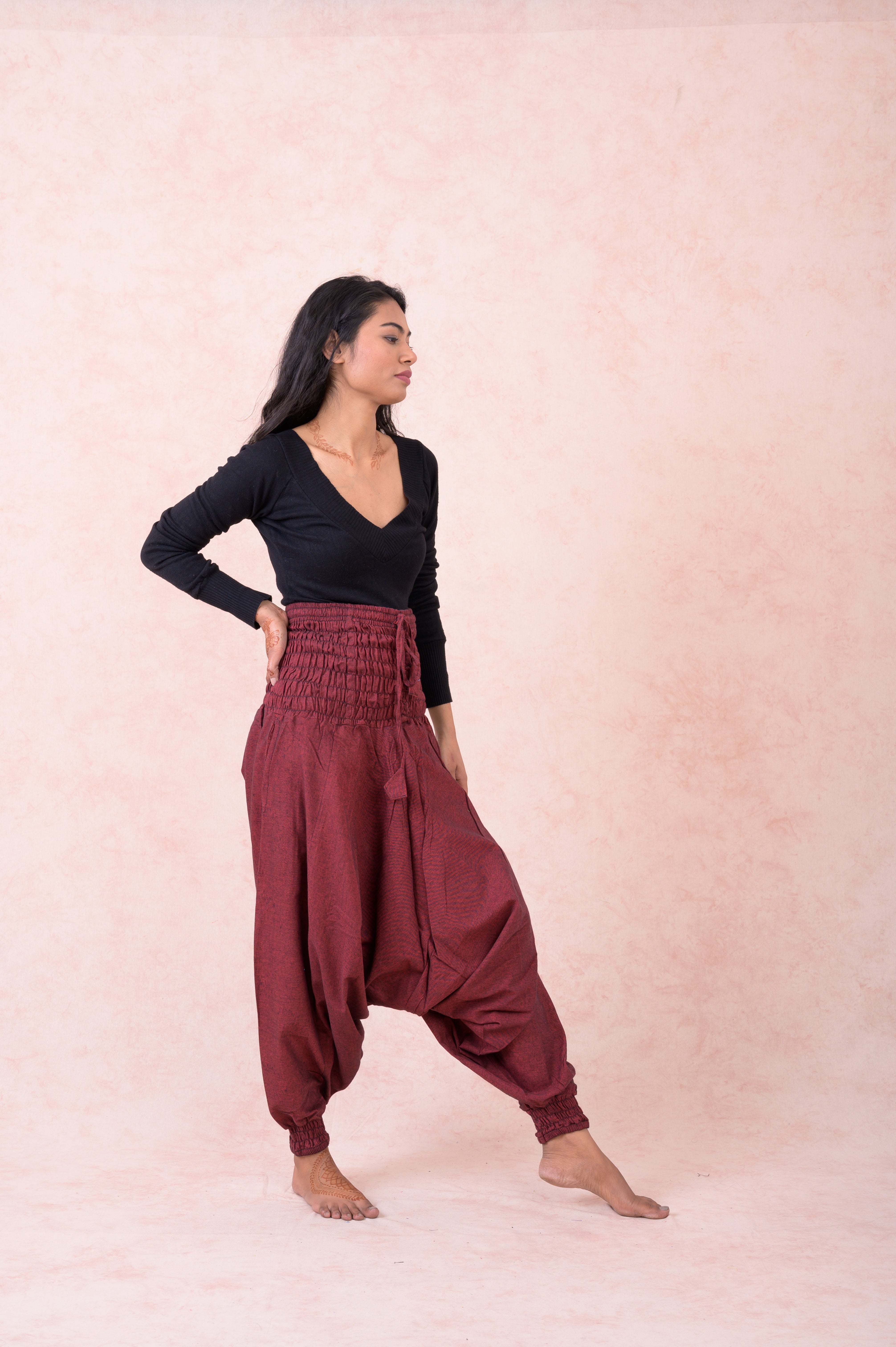 Rhea Solid Tie-Waist Pants