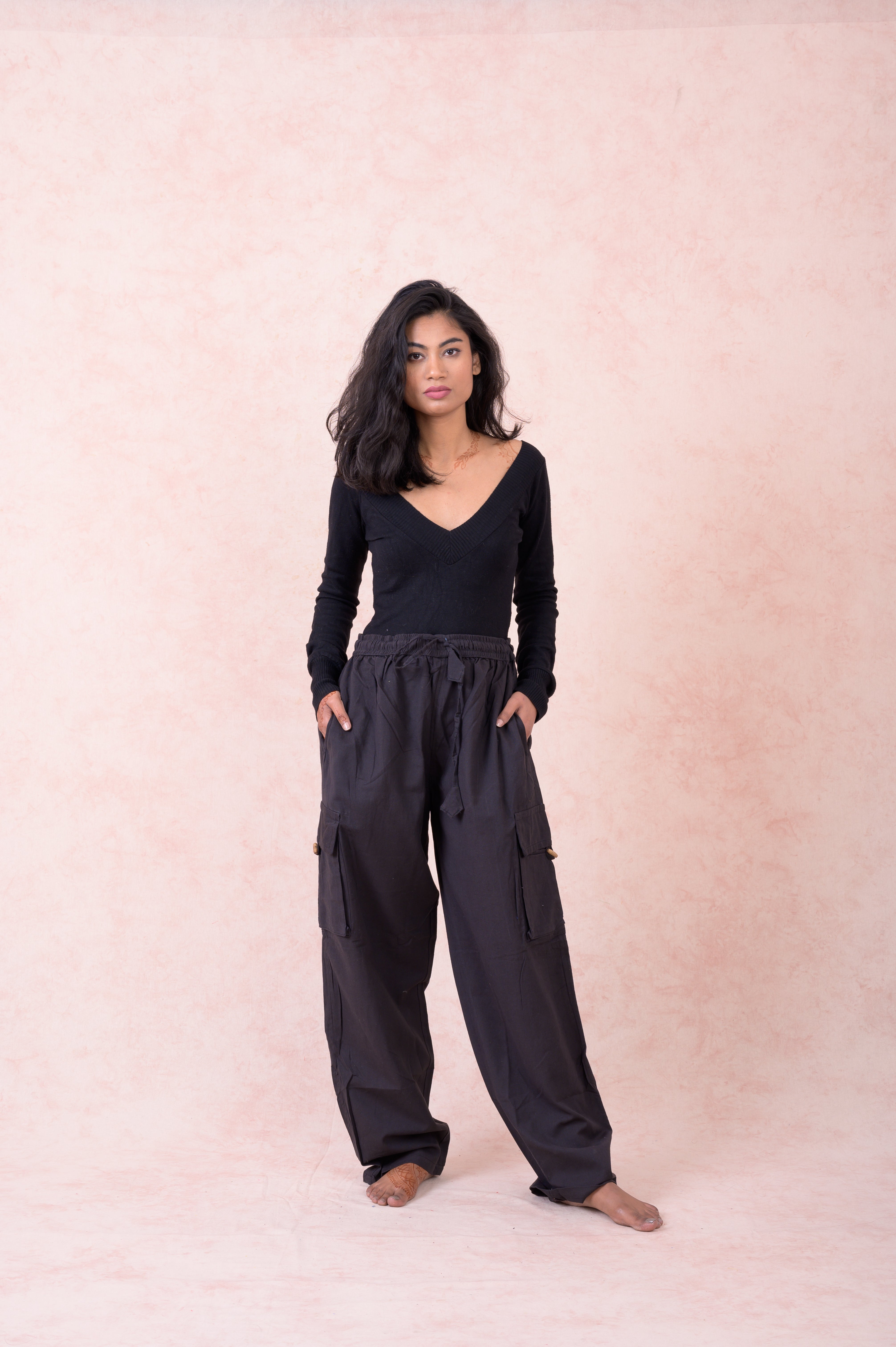 Rhea Solid Cargo Pants