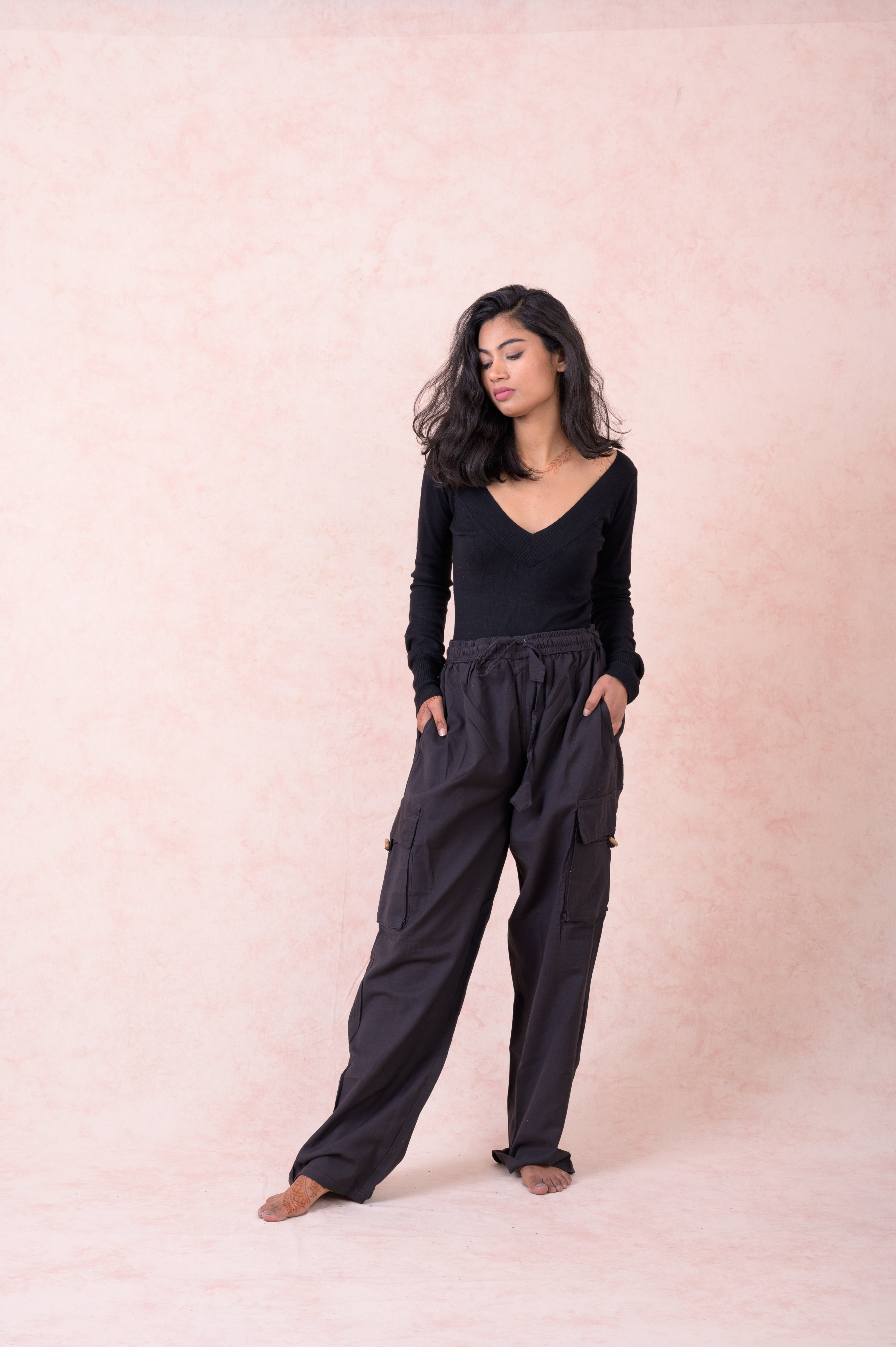 Rhea Solid Cargo Pants