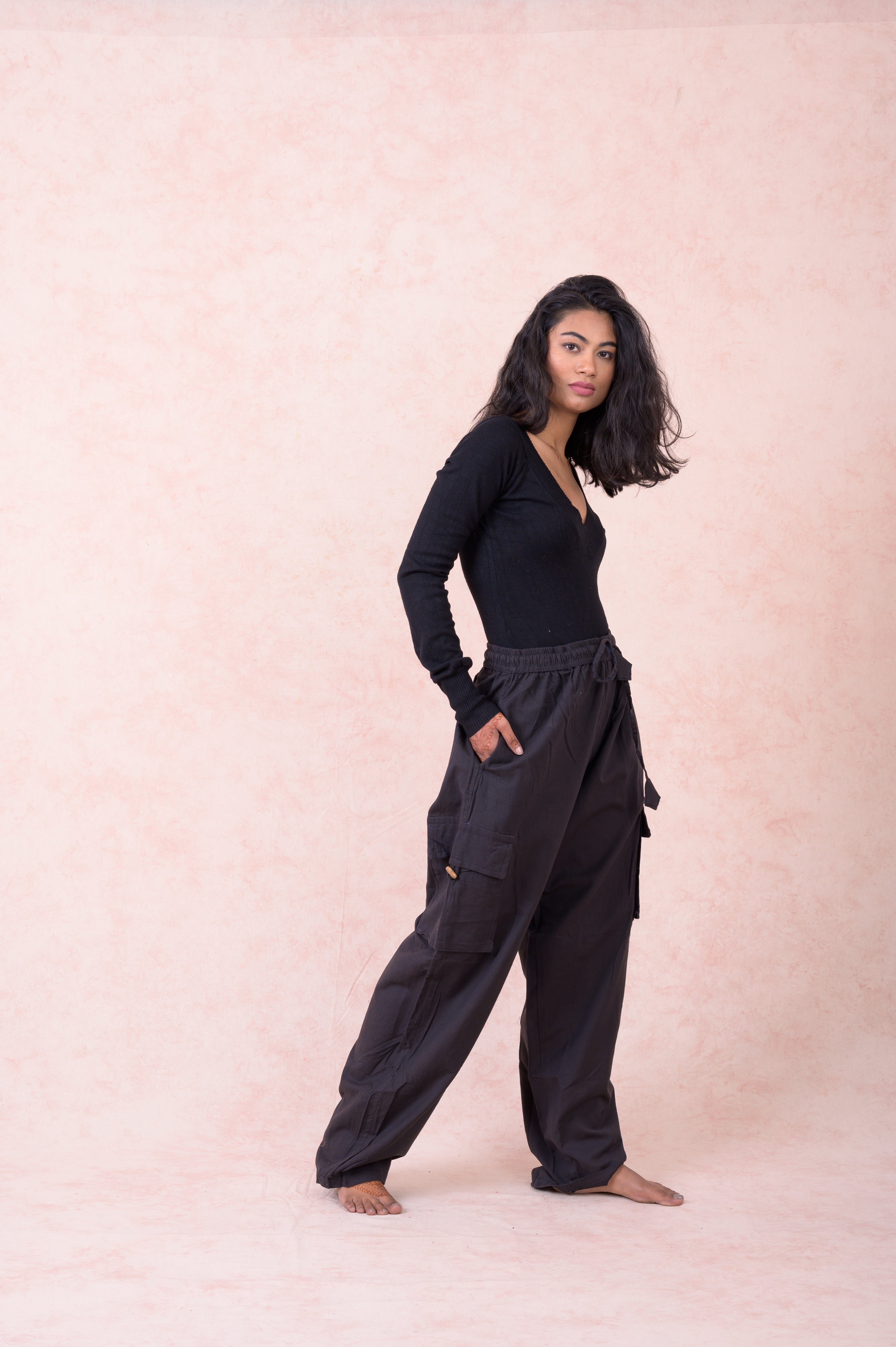 Rhea Solid Cargo Pants