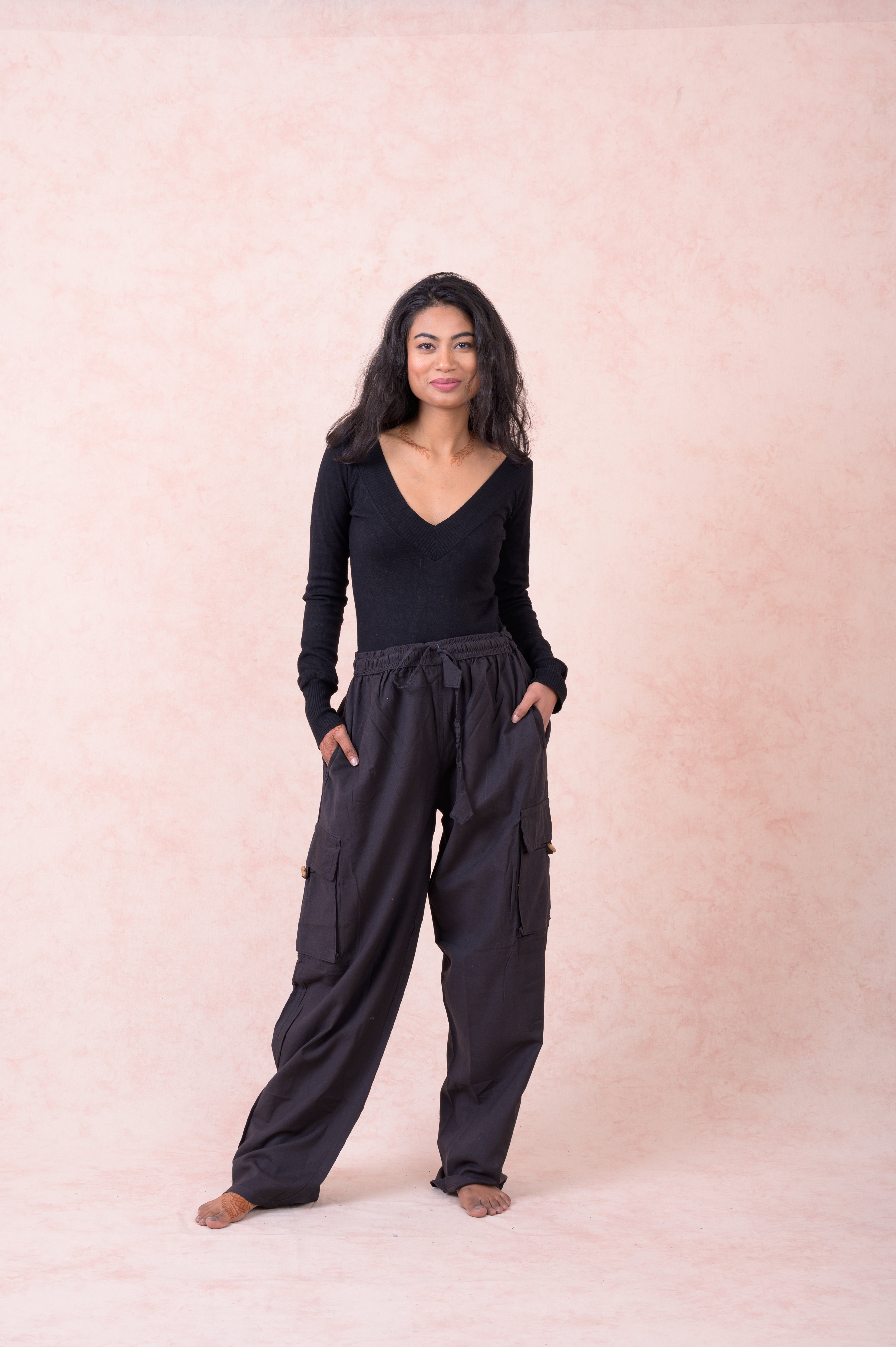 Rhea Solid Cargo Pants