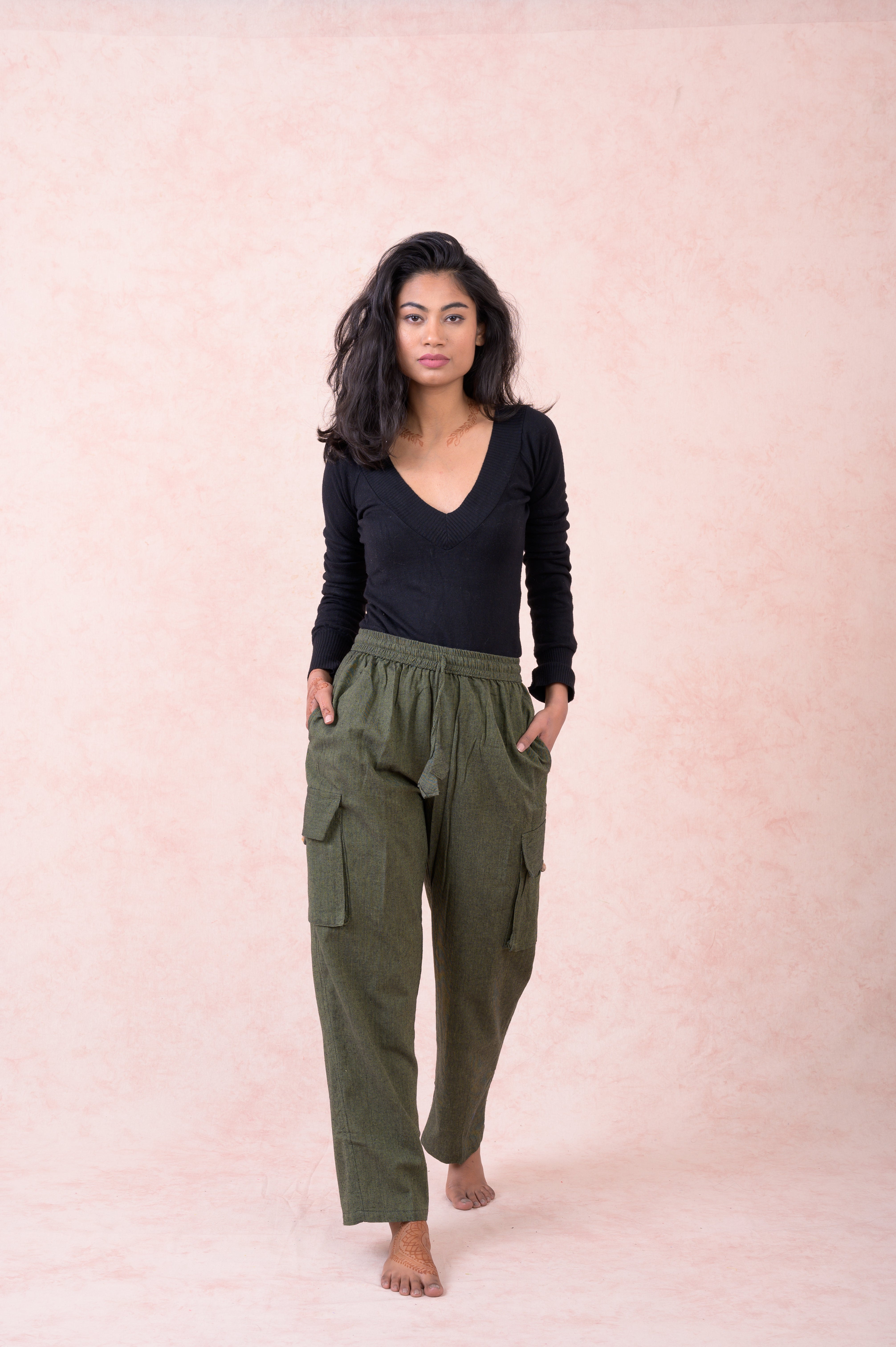 Rhea Solid Cargo Pants