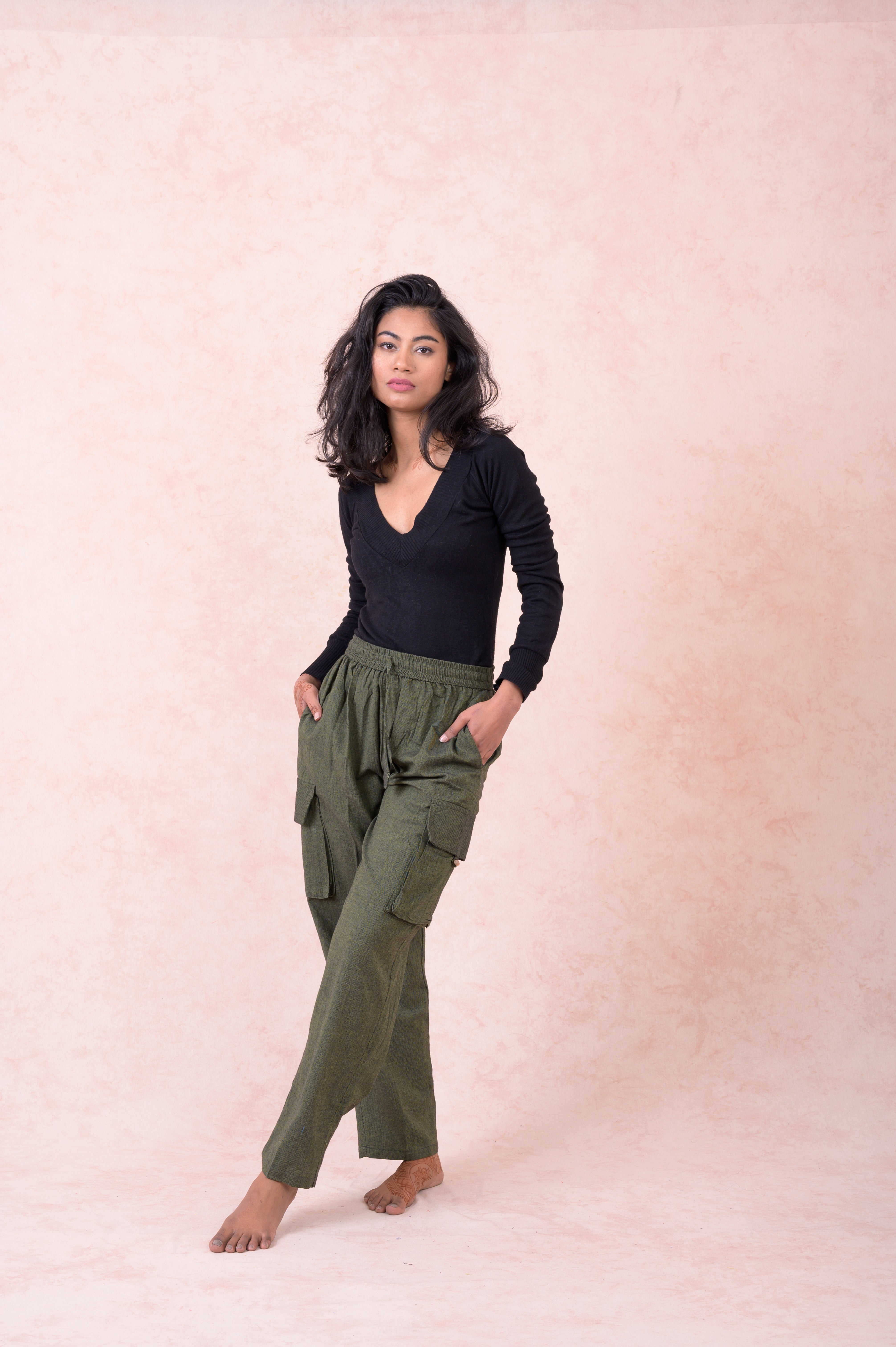 Rhea Solid Cargo Pants