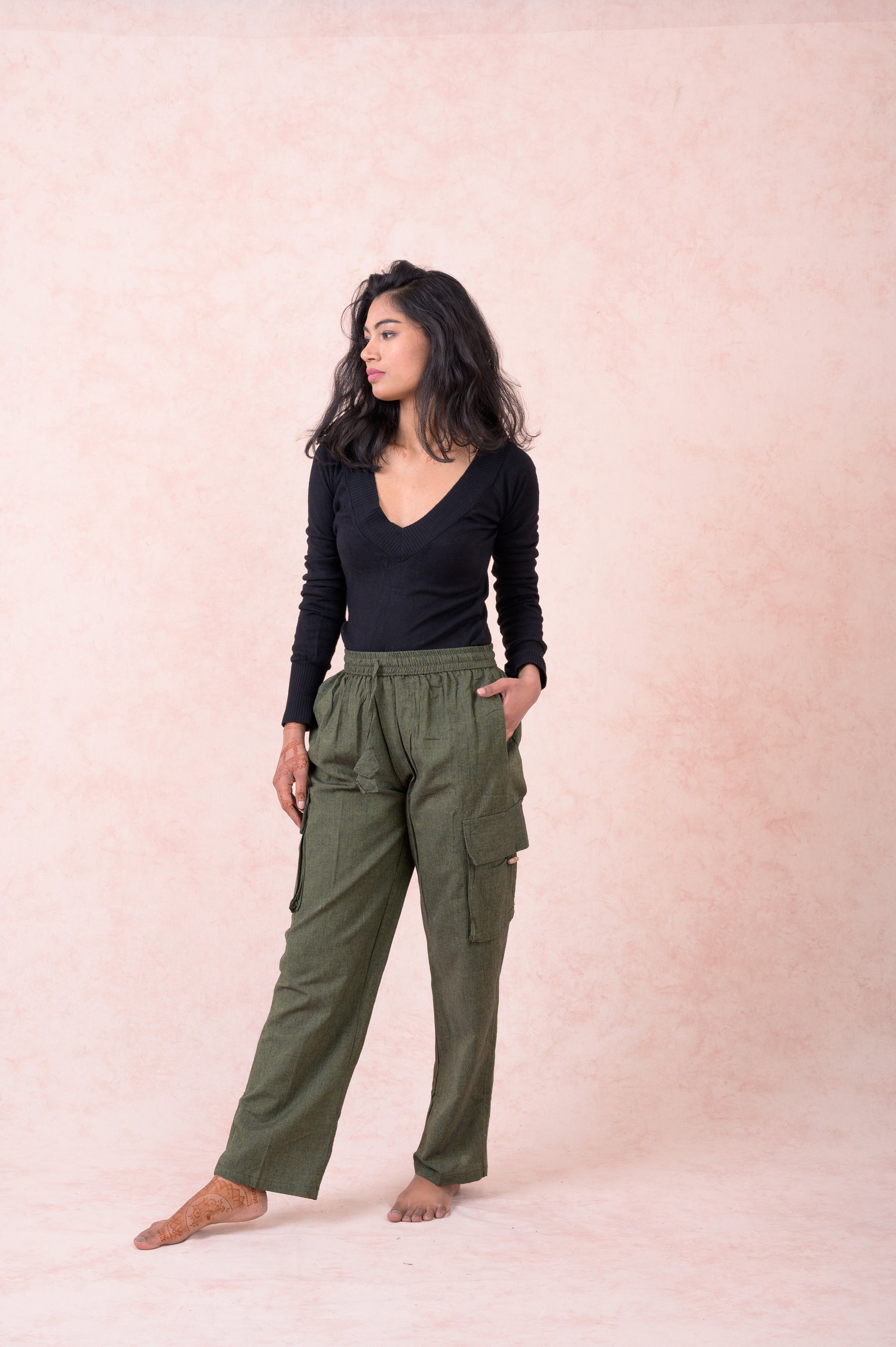 Rhea Solid Cargo Pants