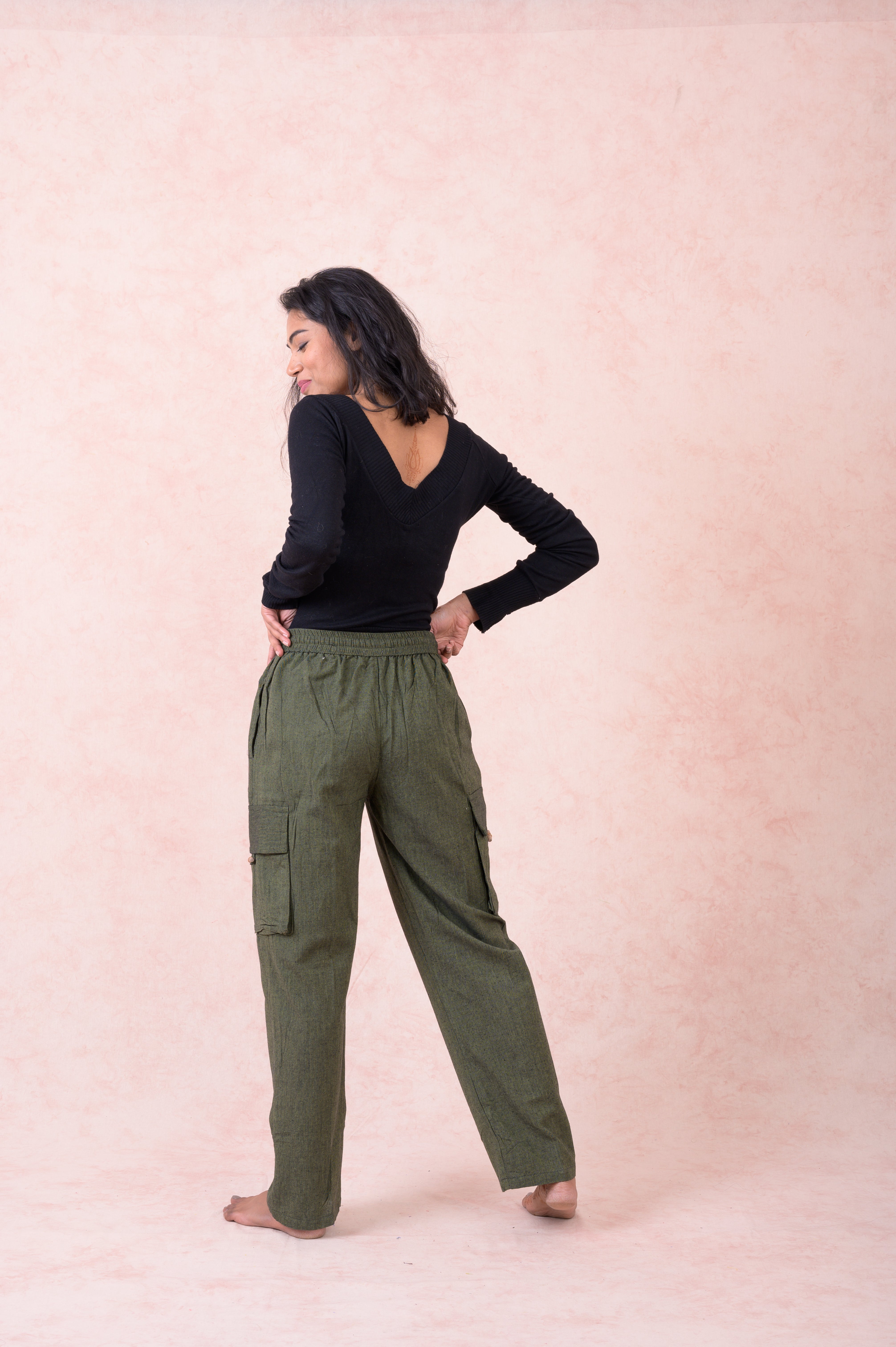 Rhea Solid Cargo Pants