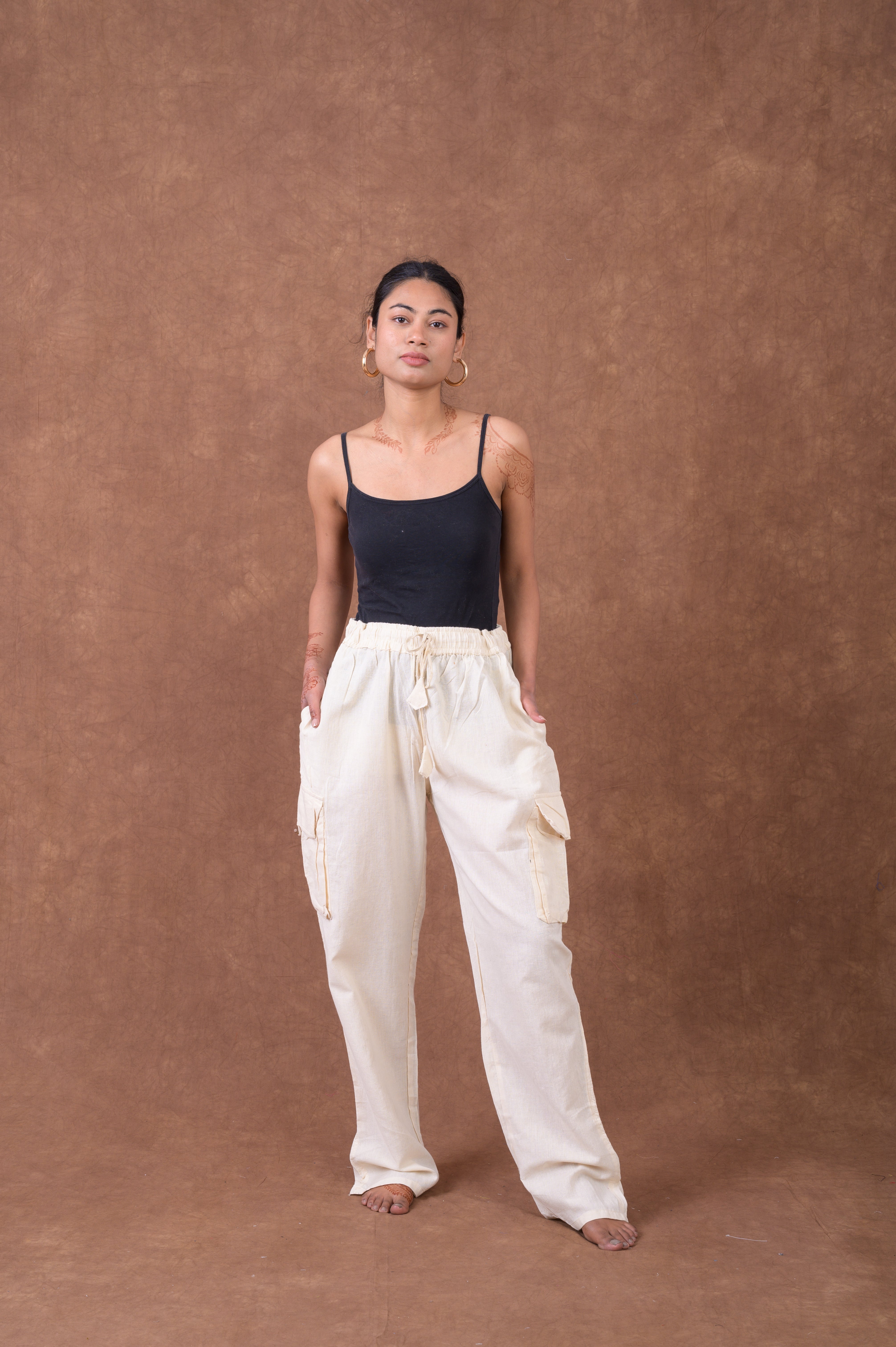 Rhea Solid Cargo Pants