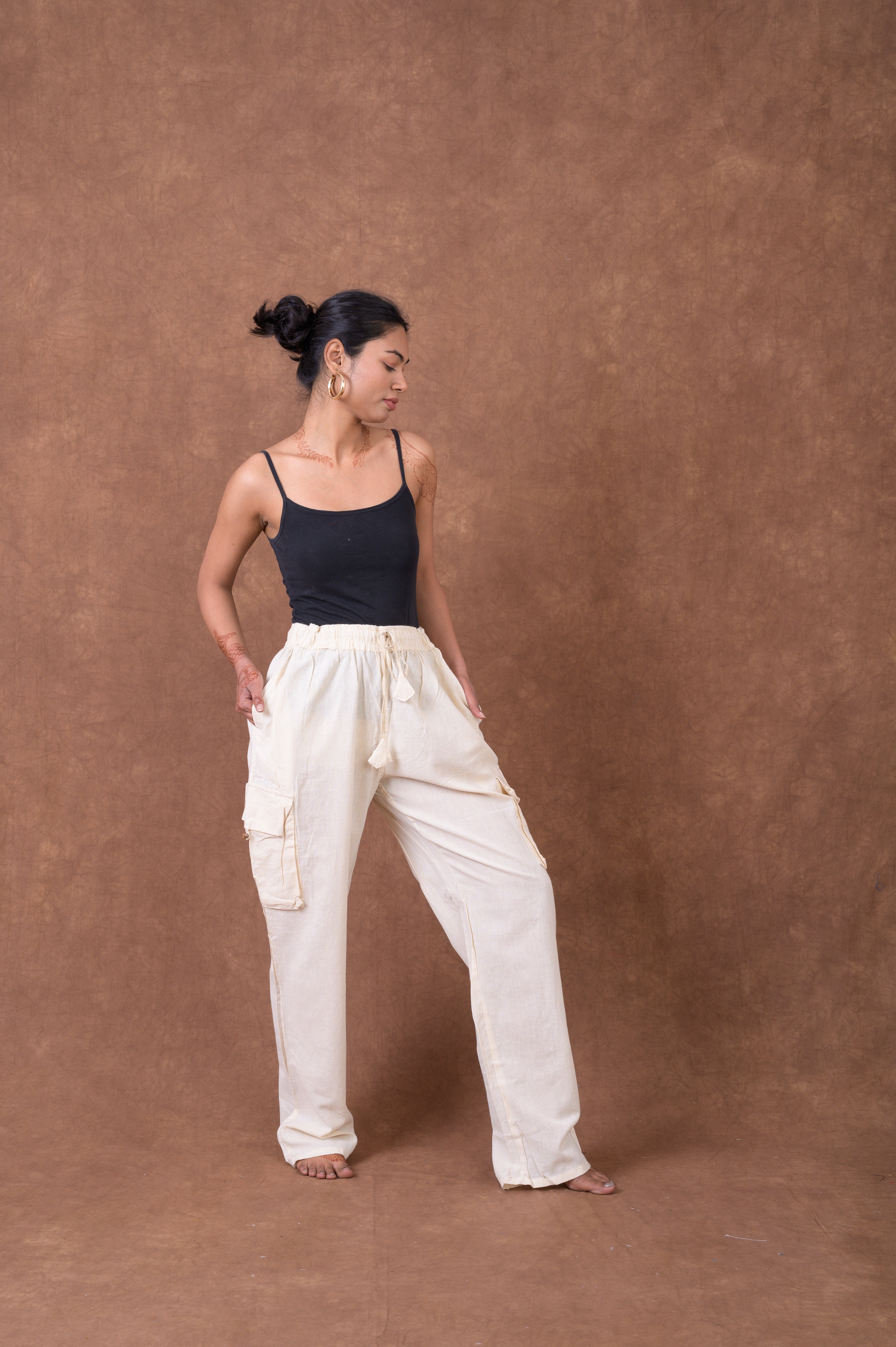 Rhea Solid Cargo Pants
