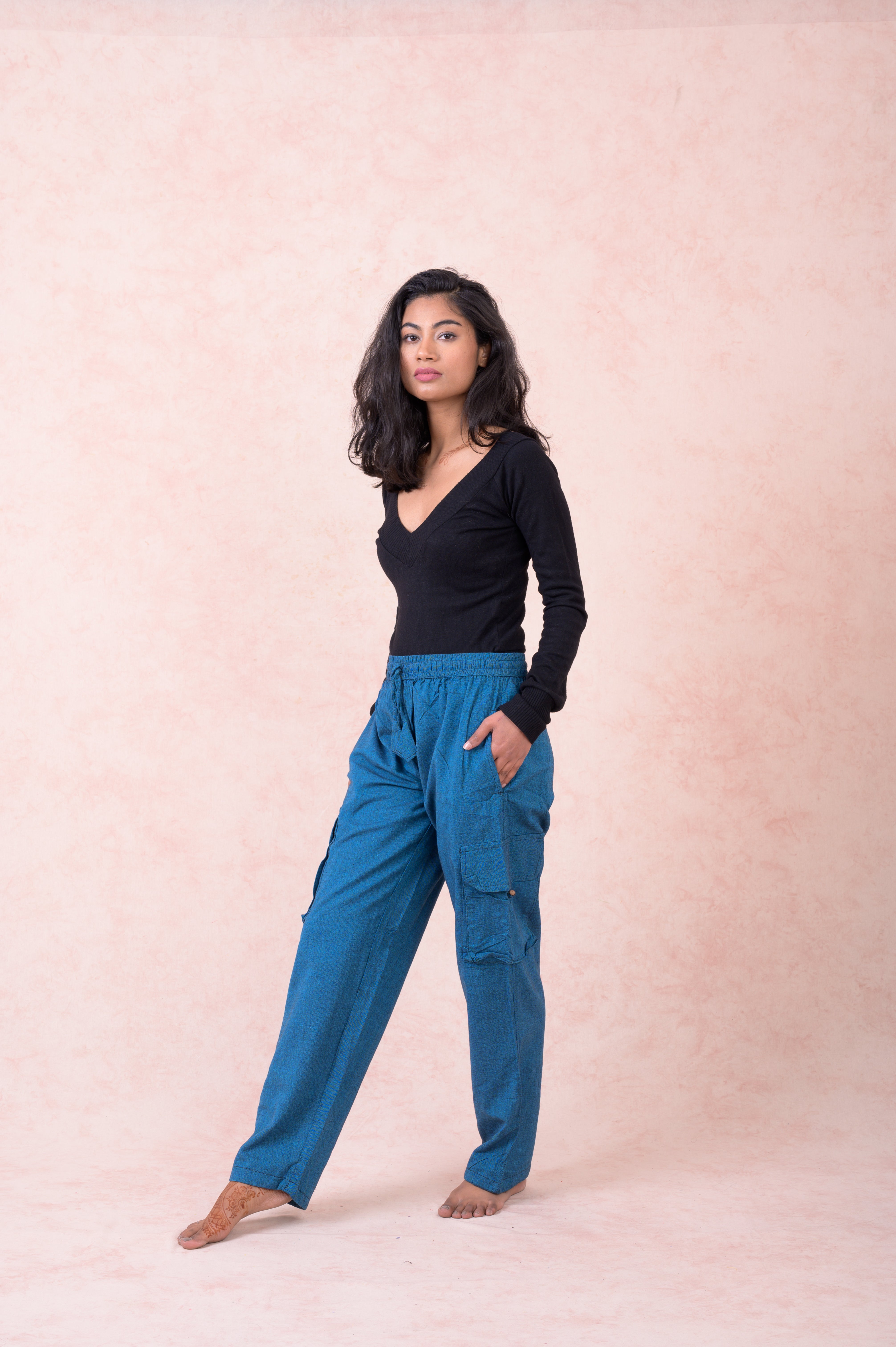 Rhea Solid Cargo Pants