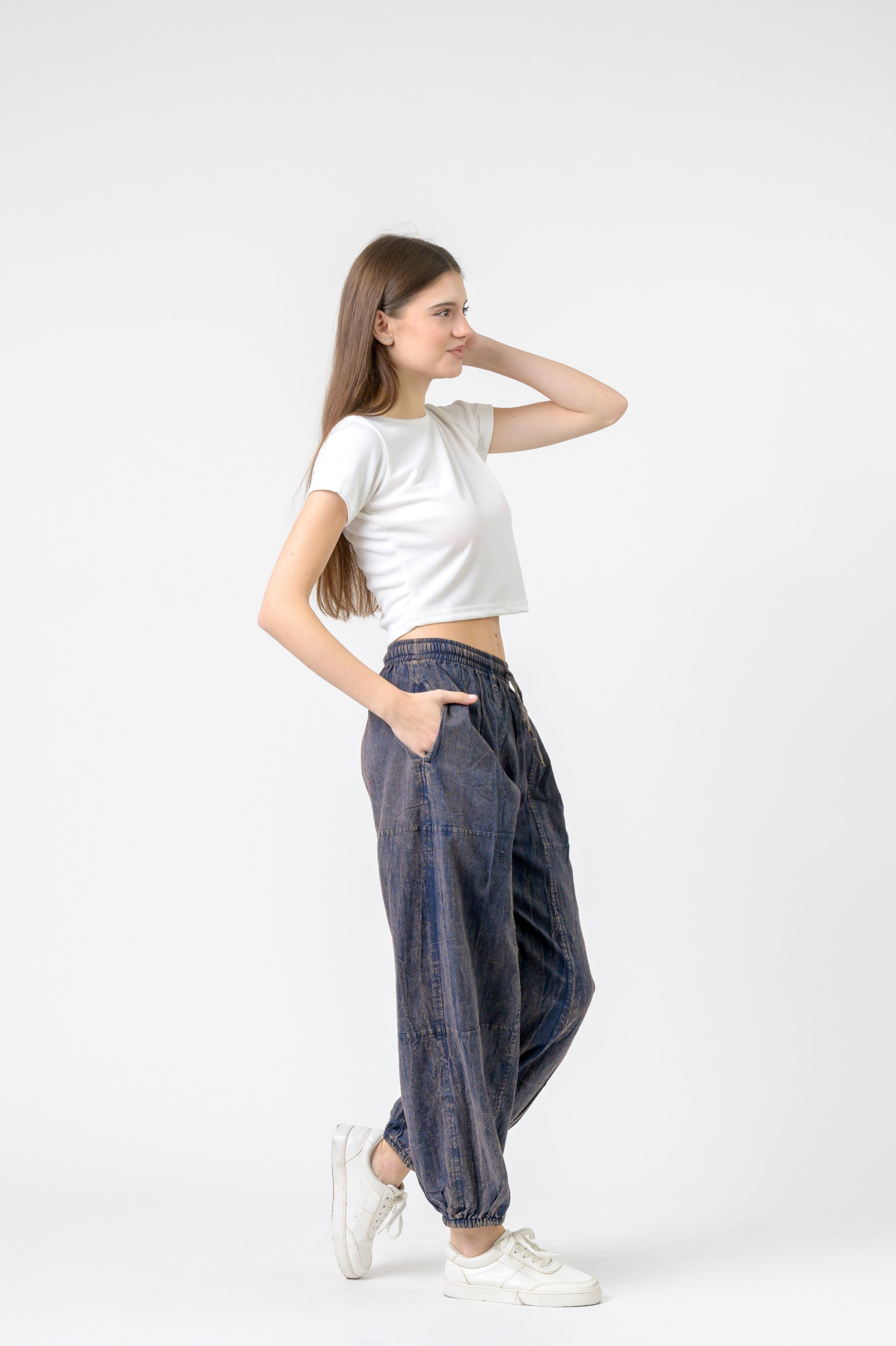 Tie-Front Yoga Pants - Blue