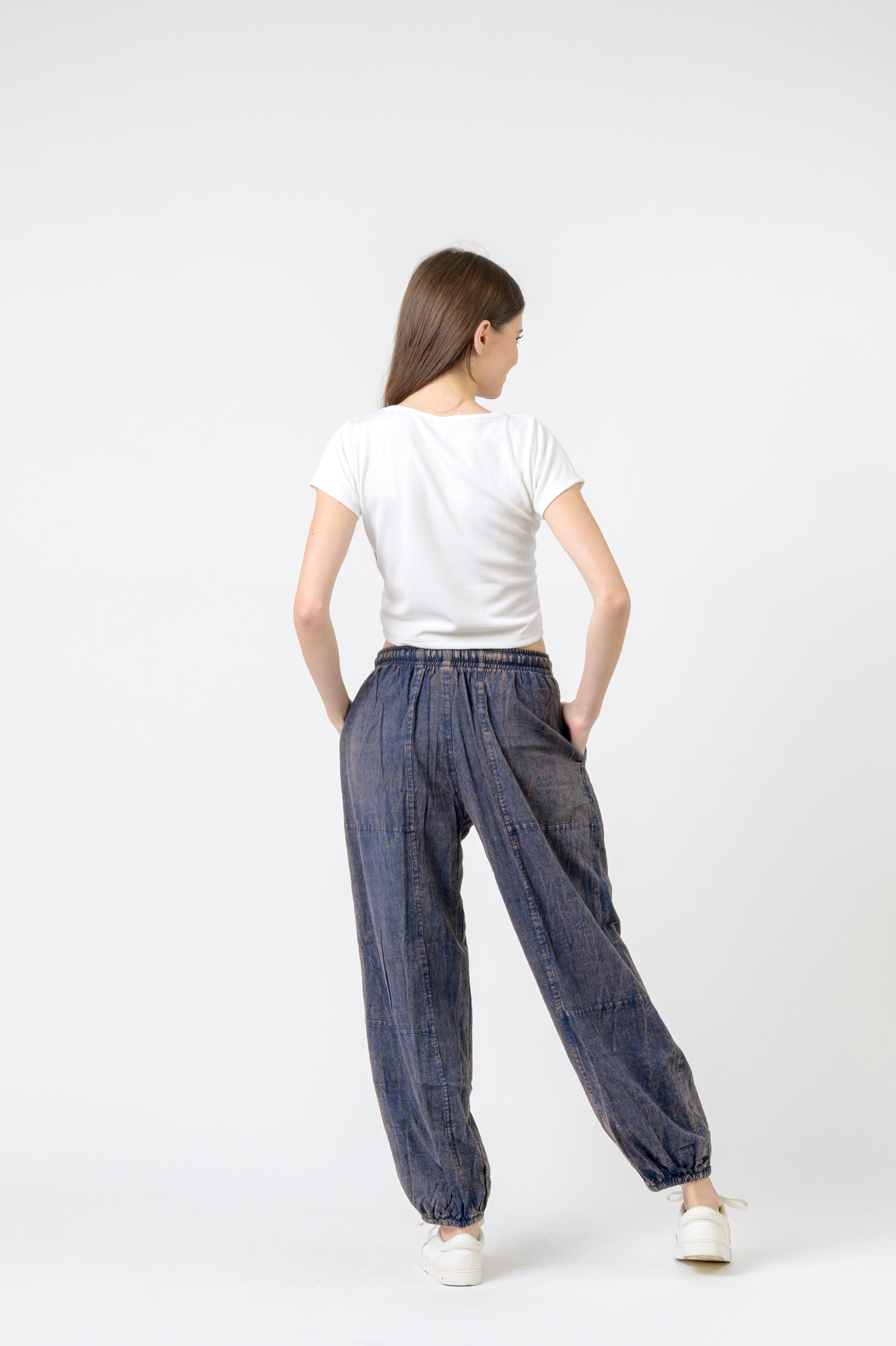 Tie-Front Yoga Pants - Blue