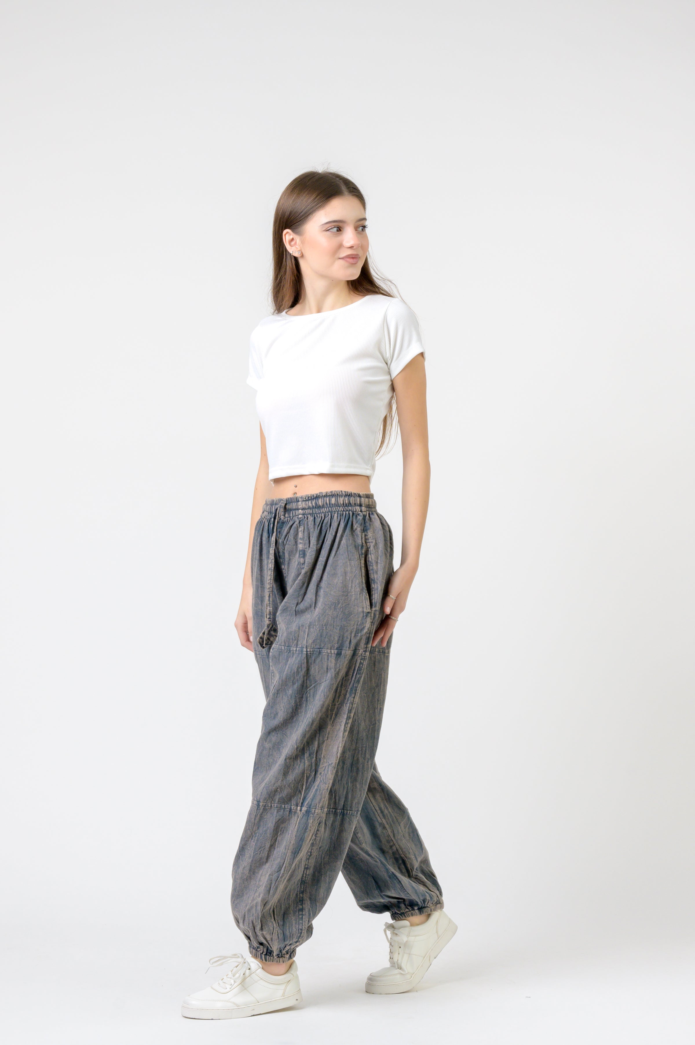 Tie-Front Yoga Pants - Grey