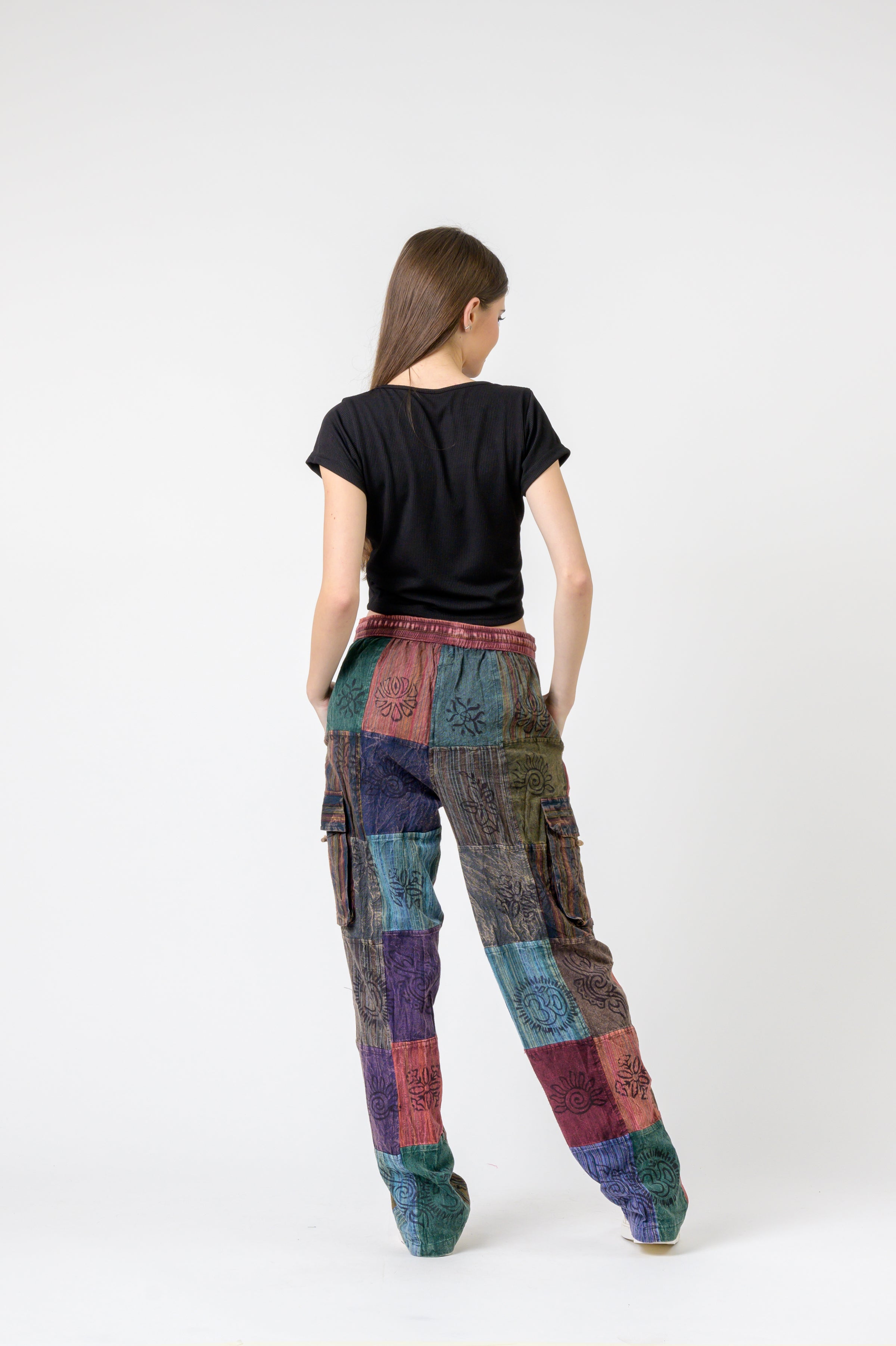 Rhea Mixed Tie-Waist Straight Pants