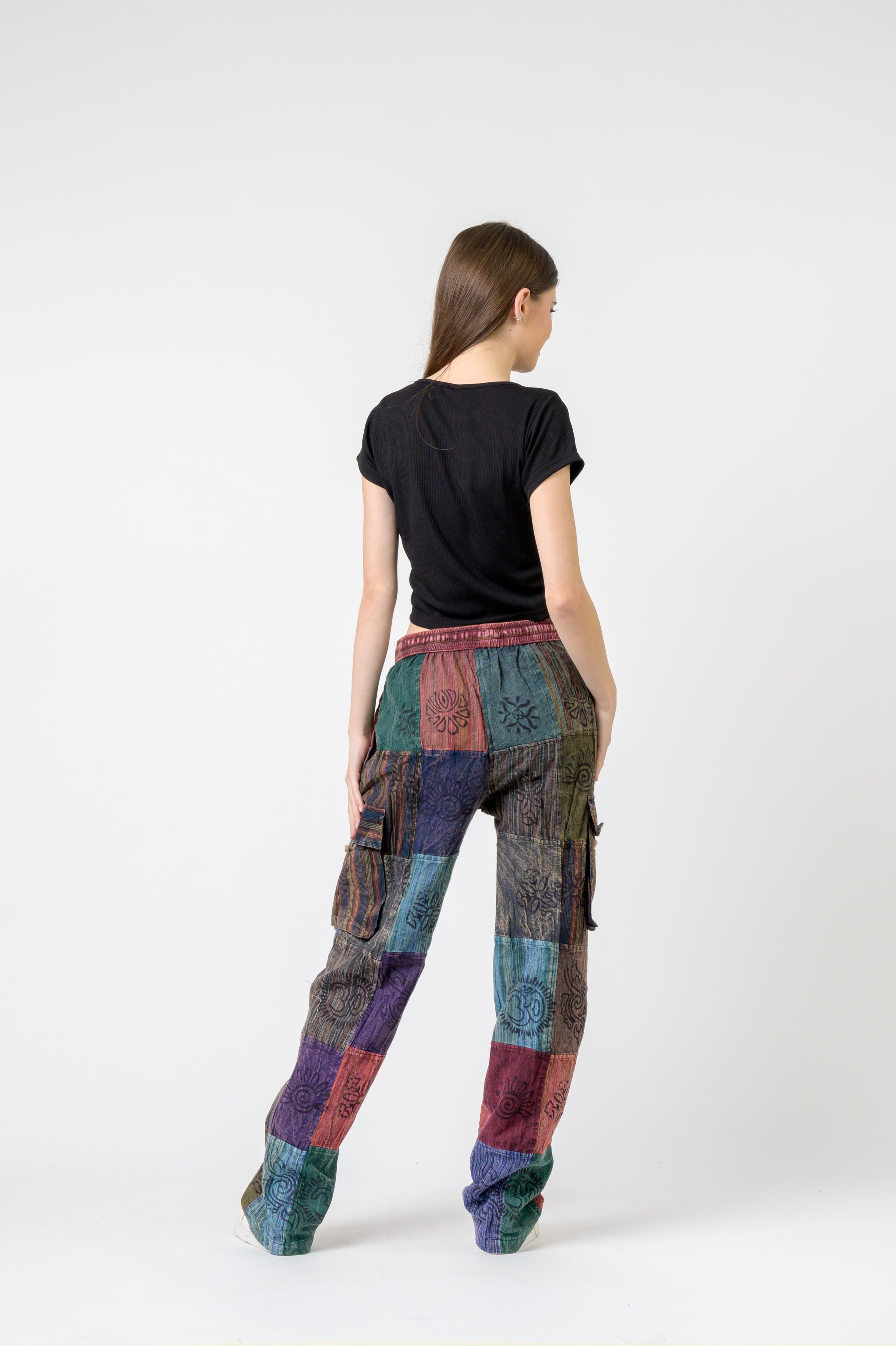 Mixed Tie-Waist Straight Pants