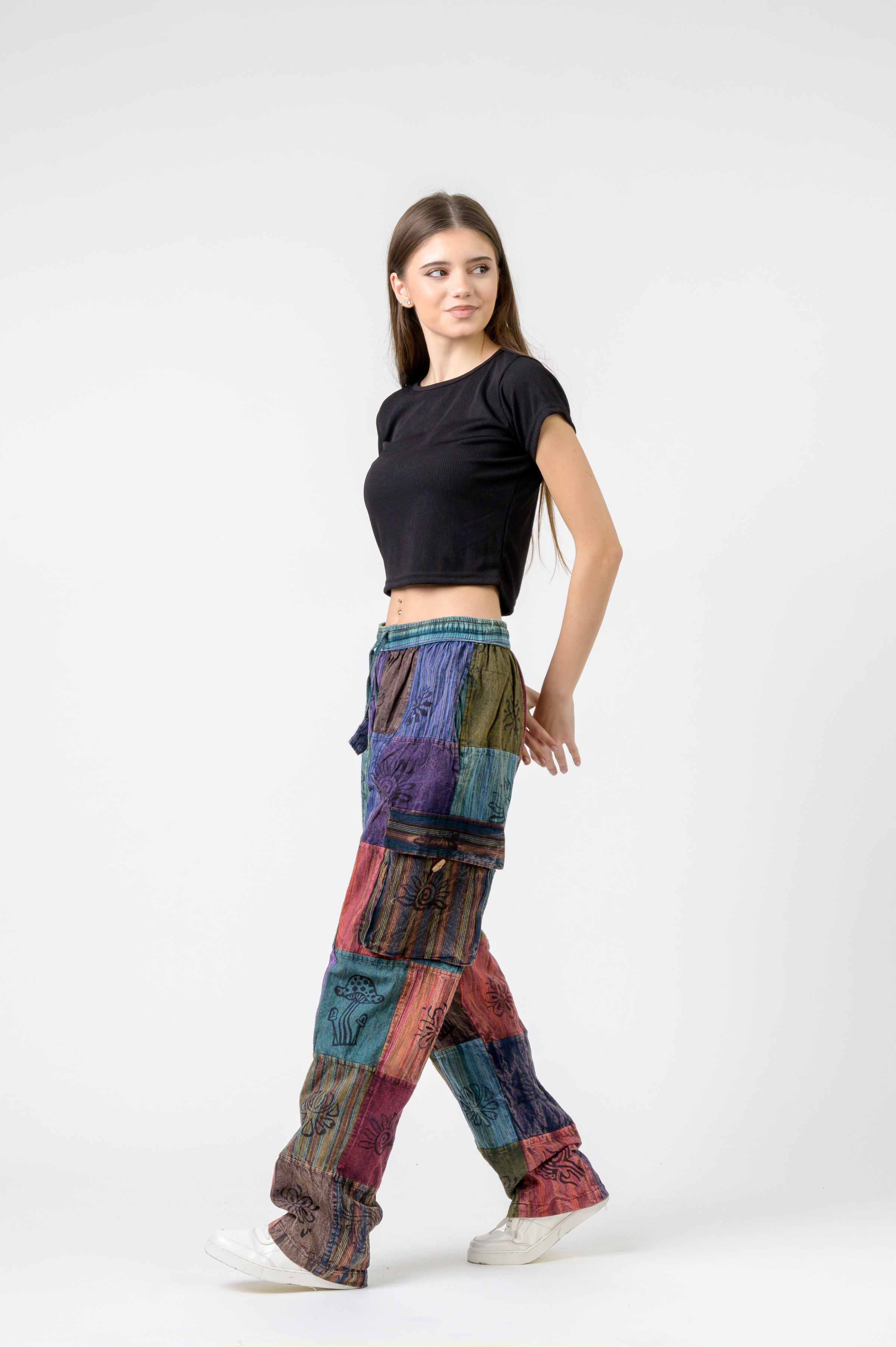 Rhea Mixed Tie-Waist Straight Pants