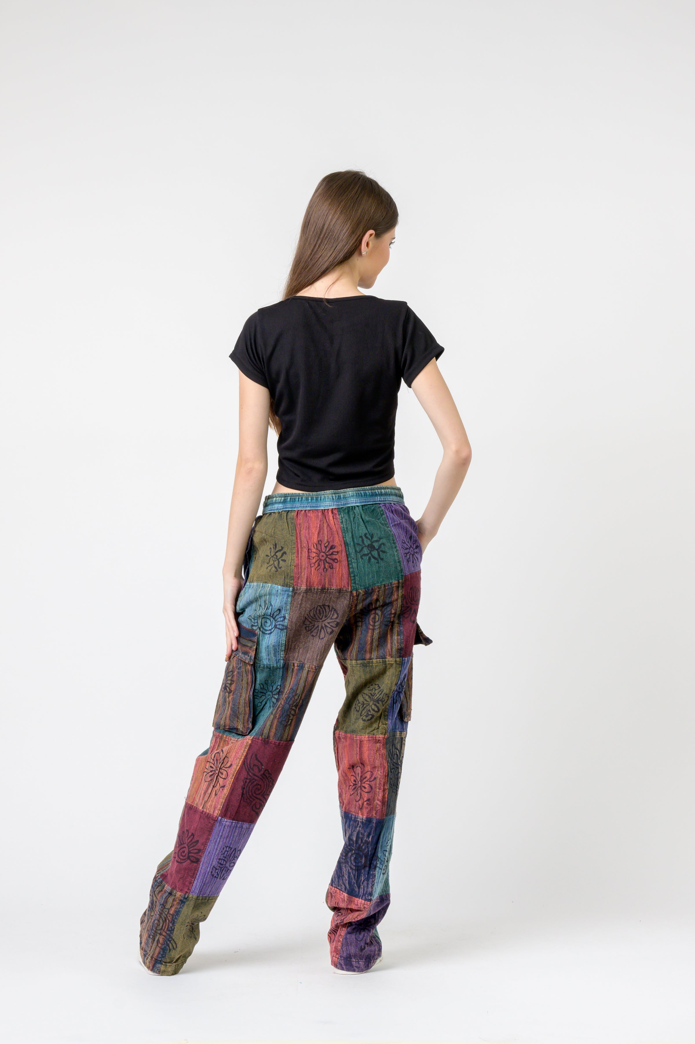 Mixed Tie-Waist Straight Pants