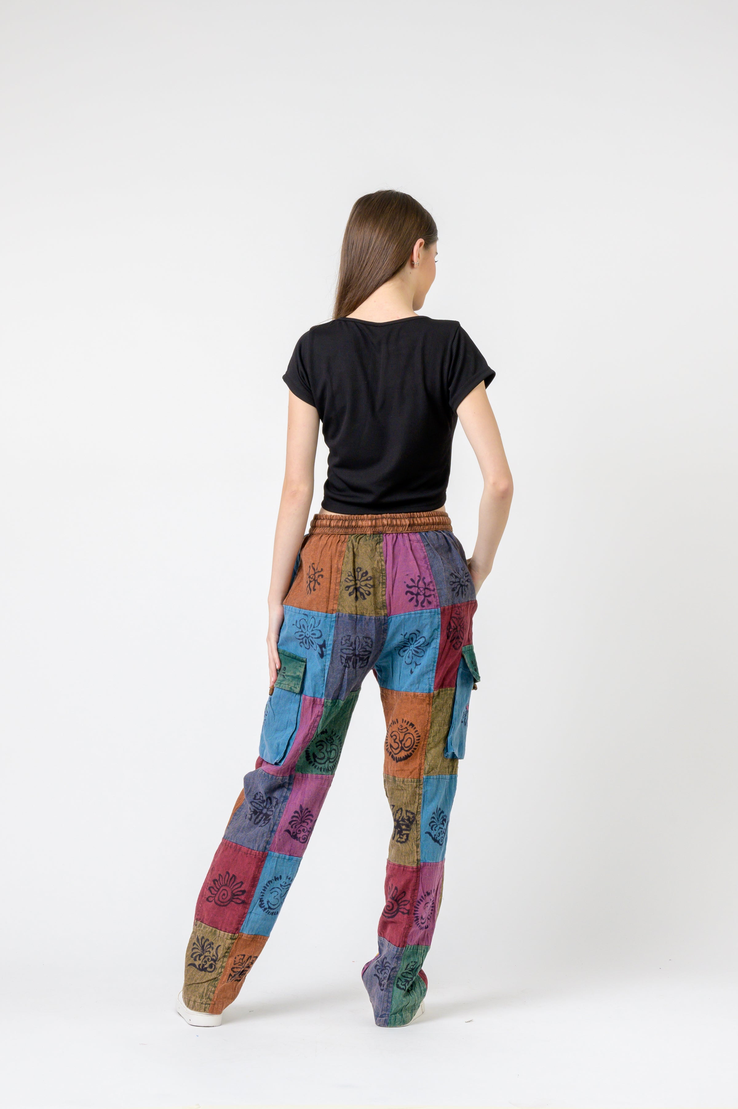 Mixed Tie-Waist Straight Pants
