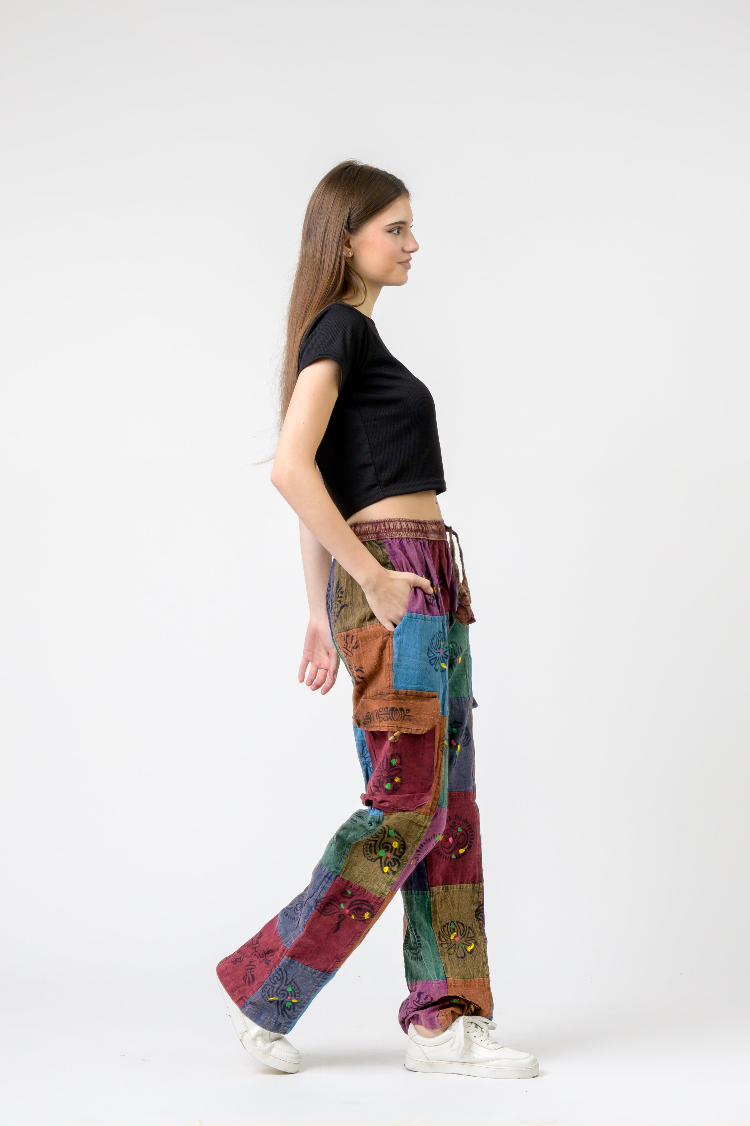 Rhea Mixed Tie-Waist Straight Pants