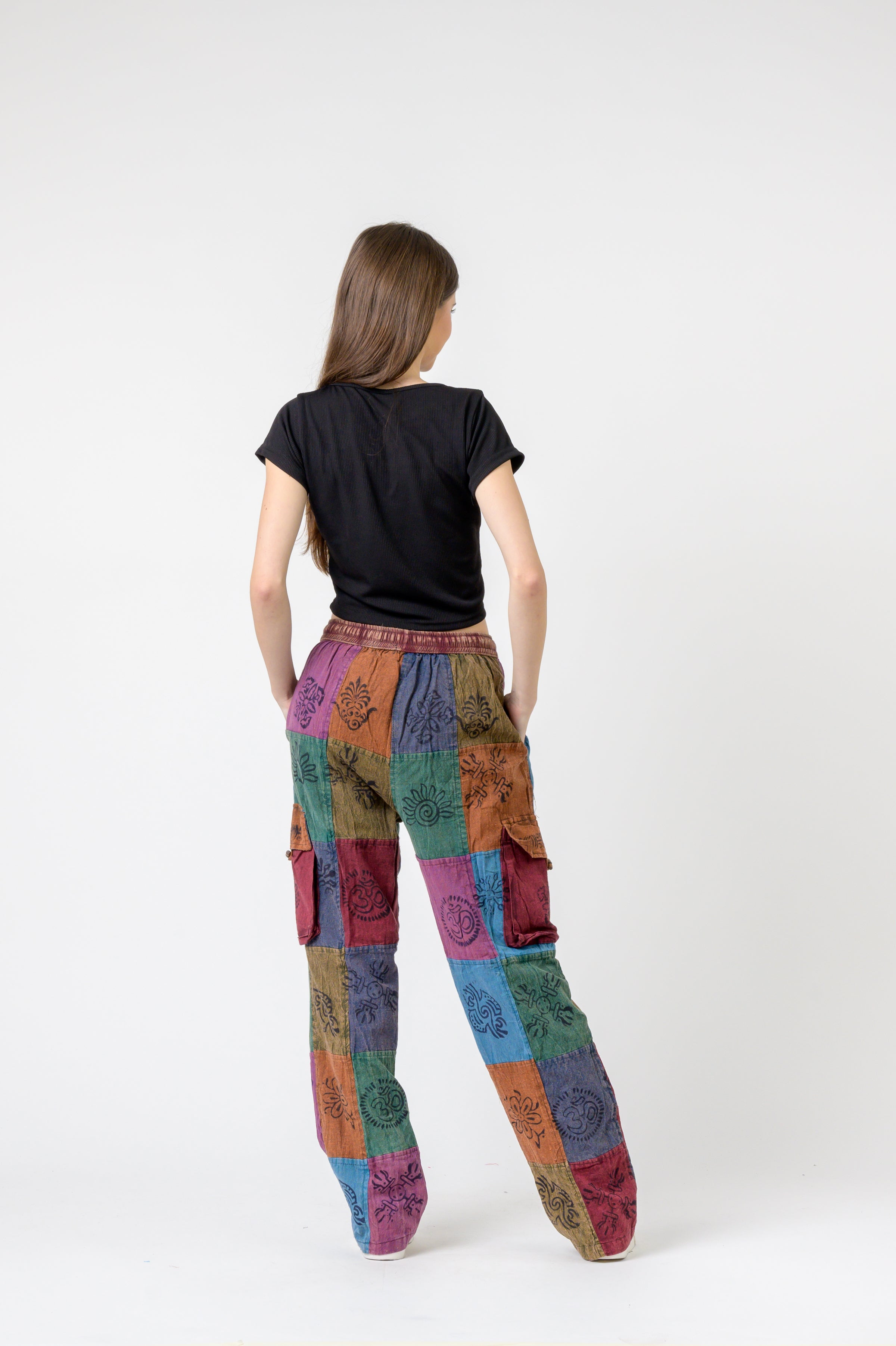 Rhea Mixed Tie-Waist Straight Pants