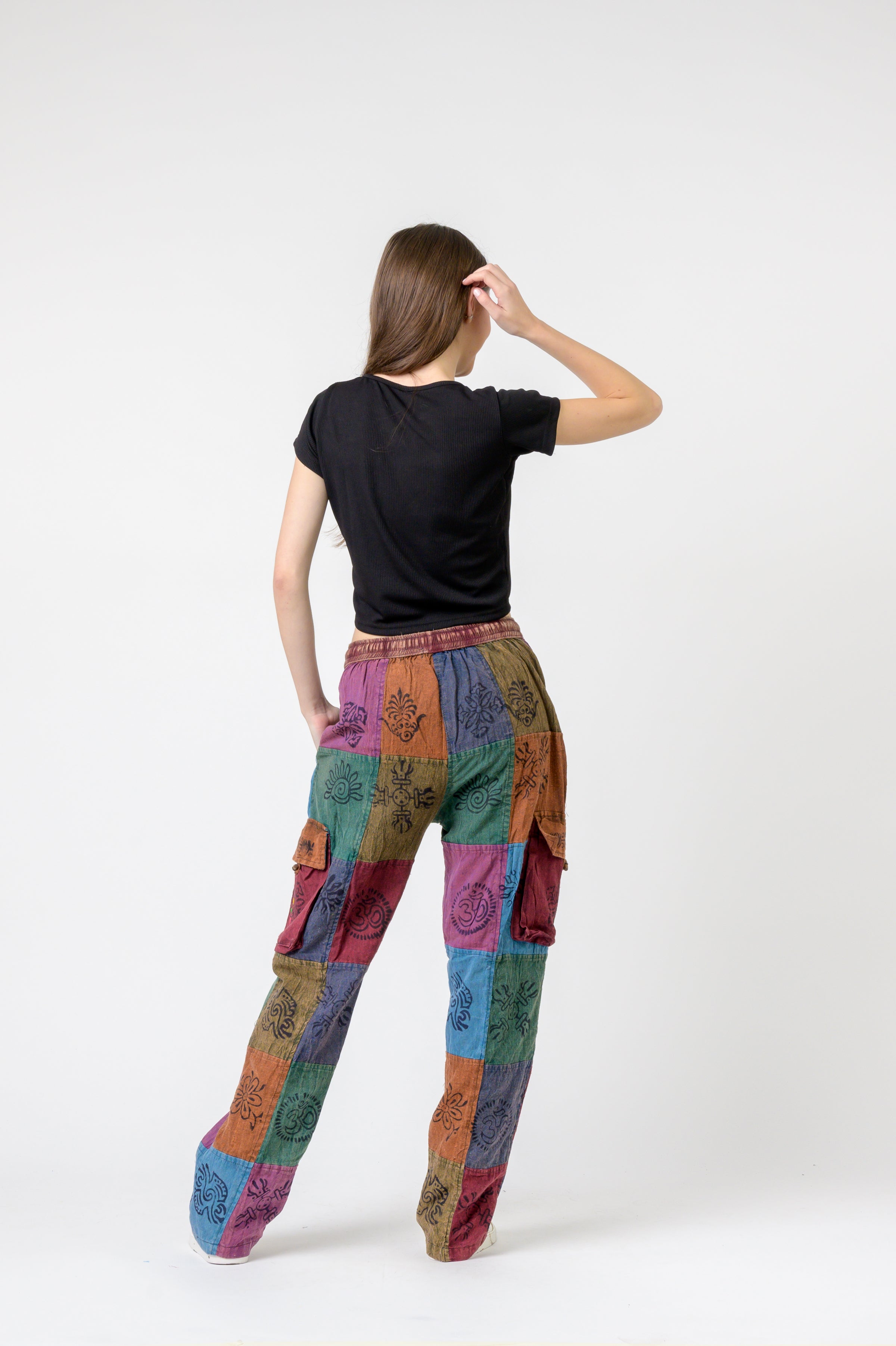 Rhea Mixed Tie-Waist Straight Pants