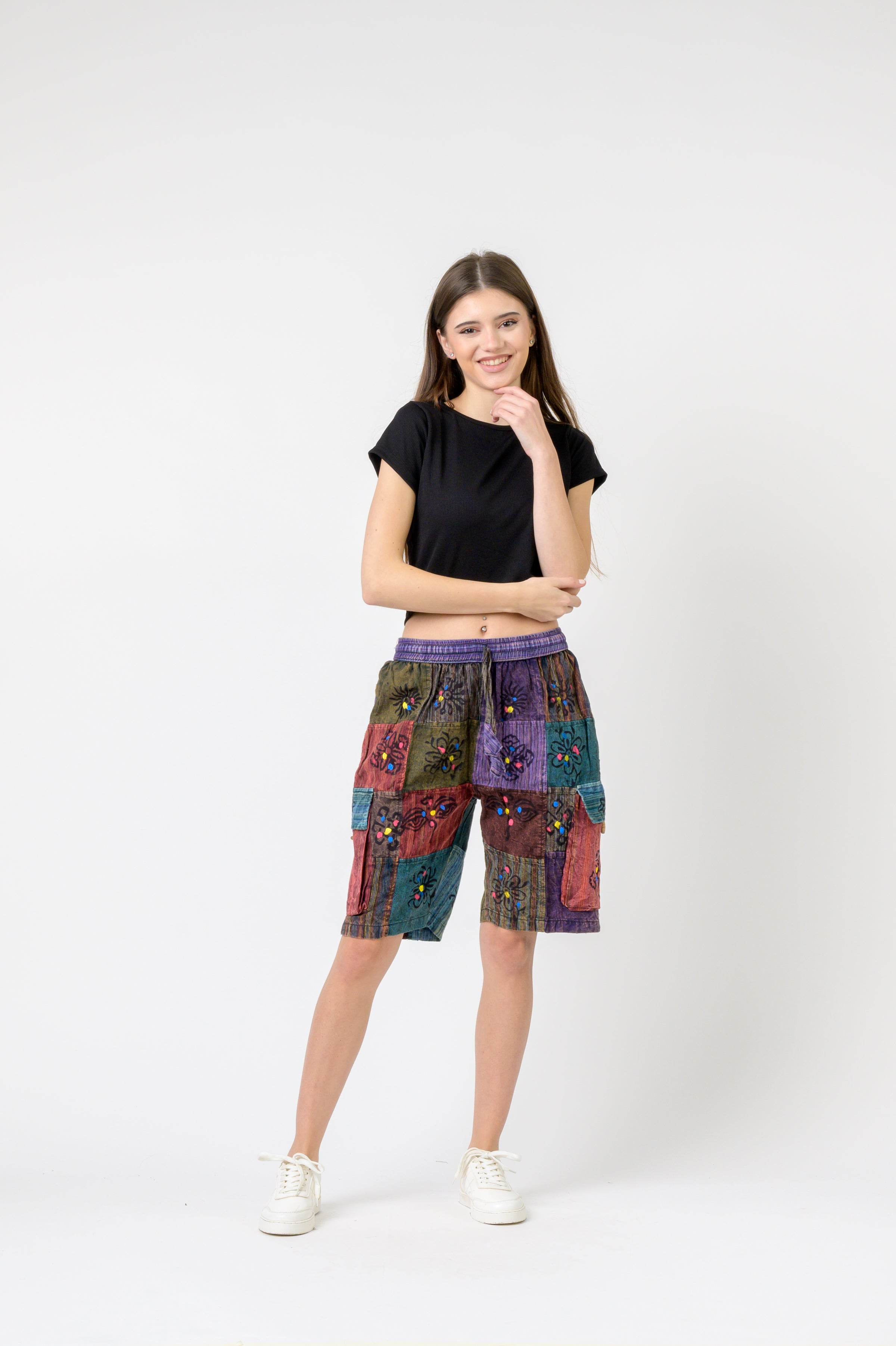 Rhea Mixed Tie-Waist Straight Pants