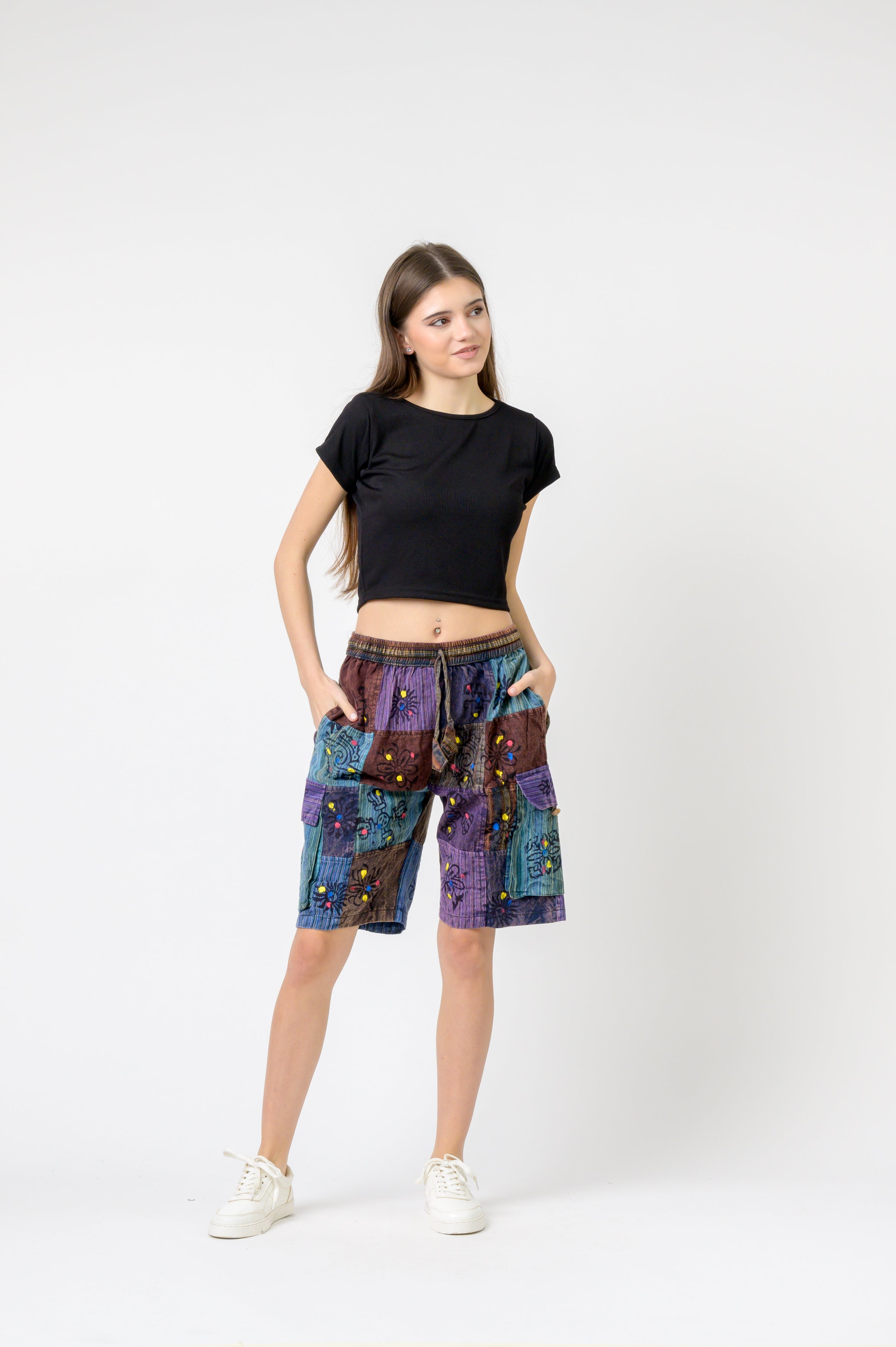 Mixed Tie-Waist Straight Pants