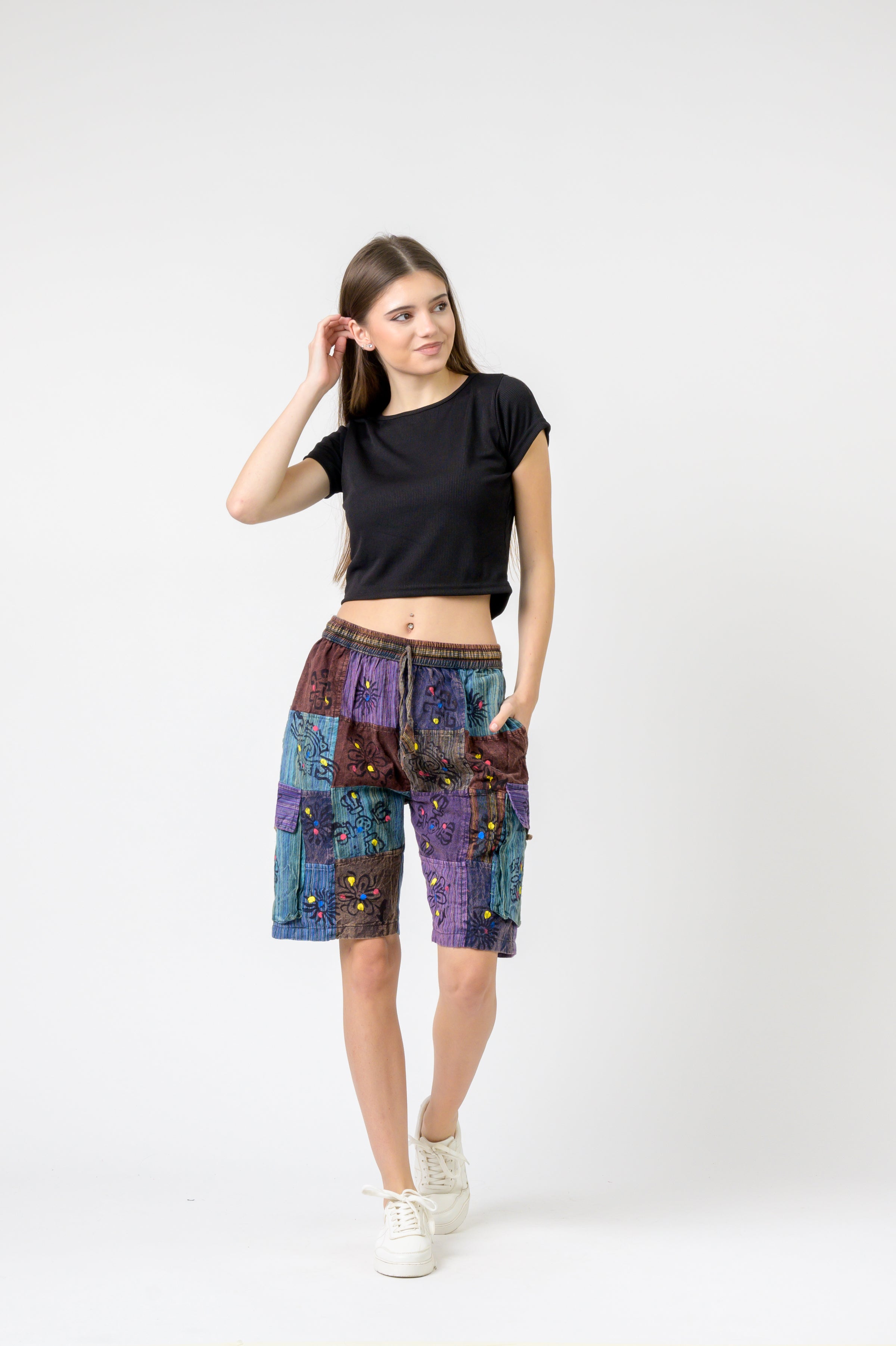Mixed Tie-Waist Straight Pants