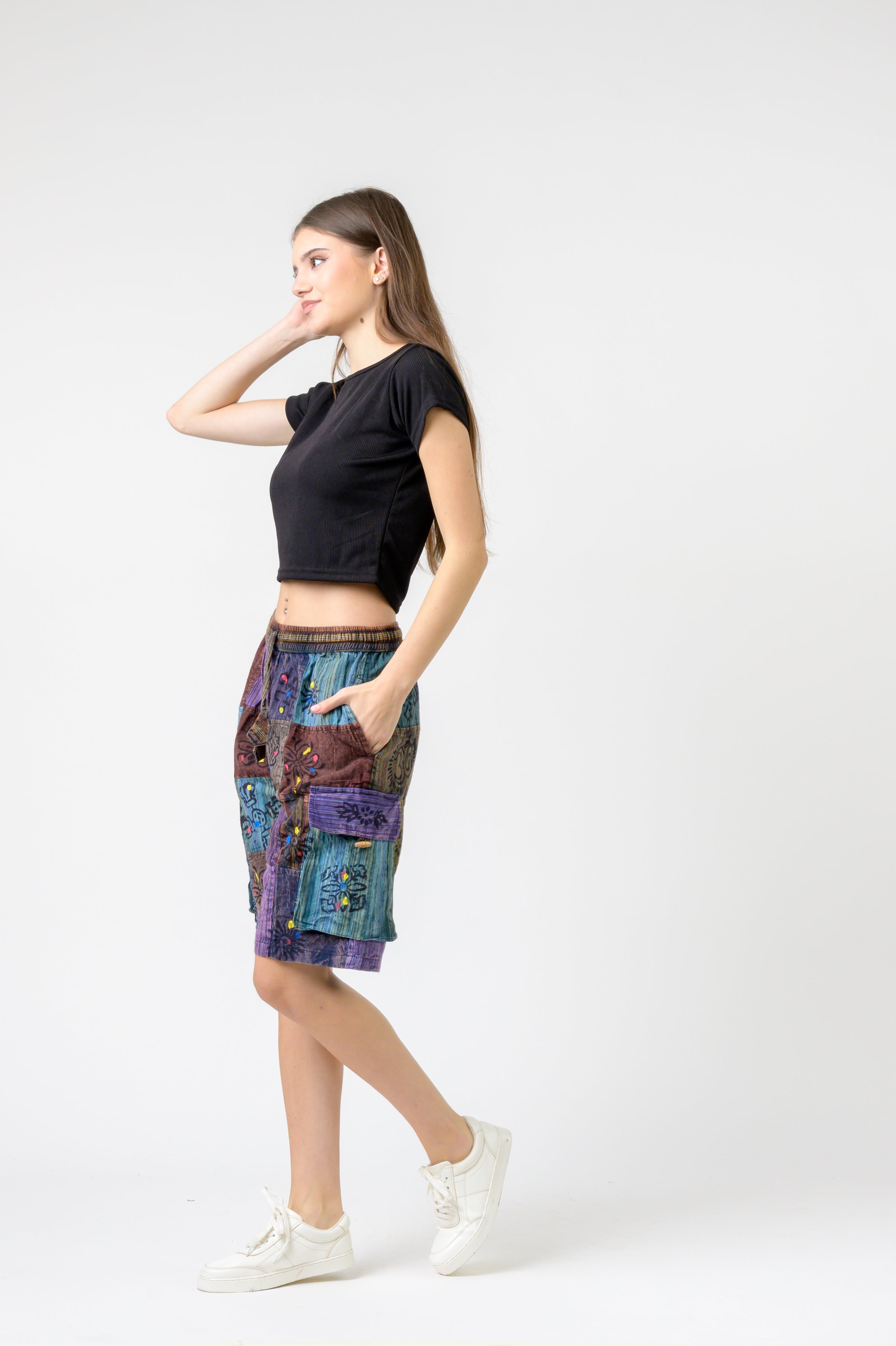 Mixed Tie-Waist Straight Pants