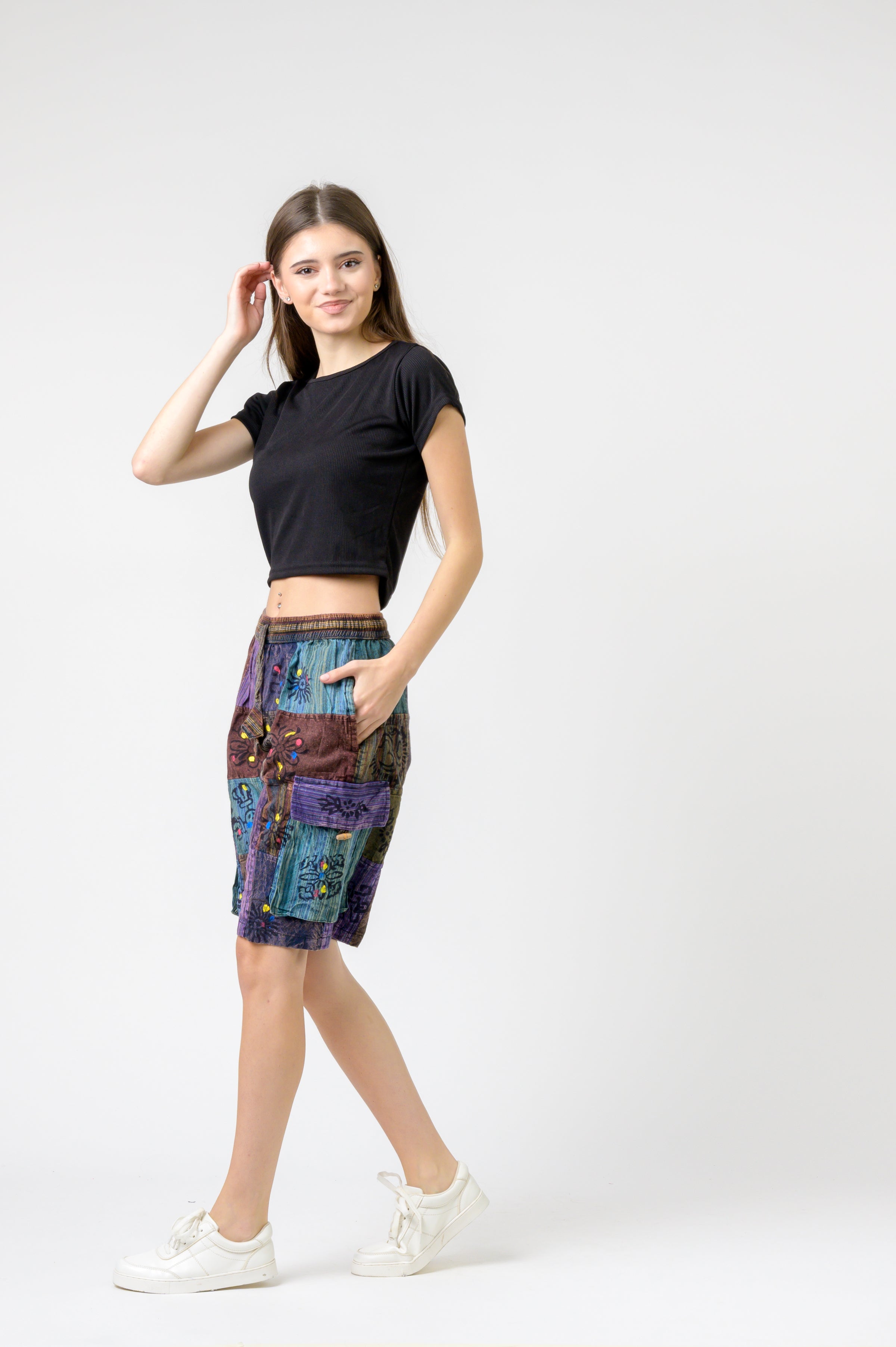 Rhea Mixed Tie-Waist Straight Pants