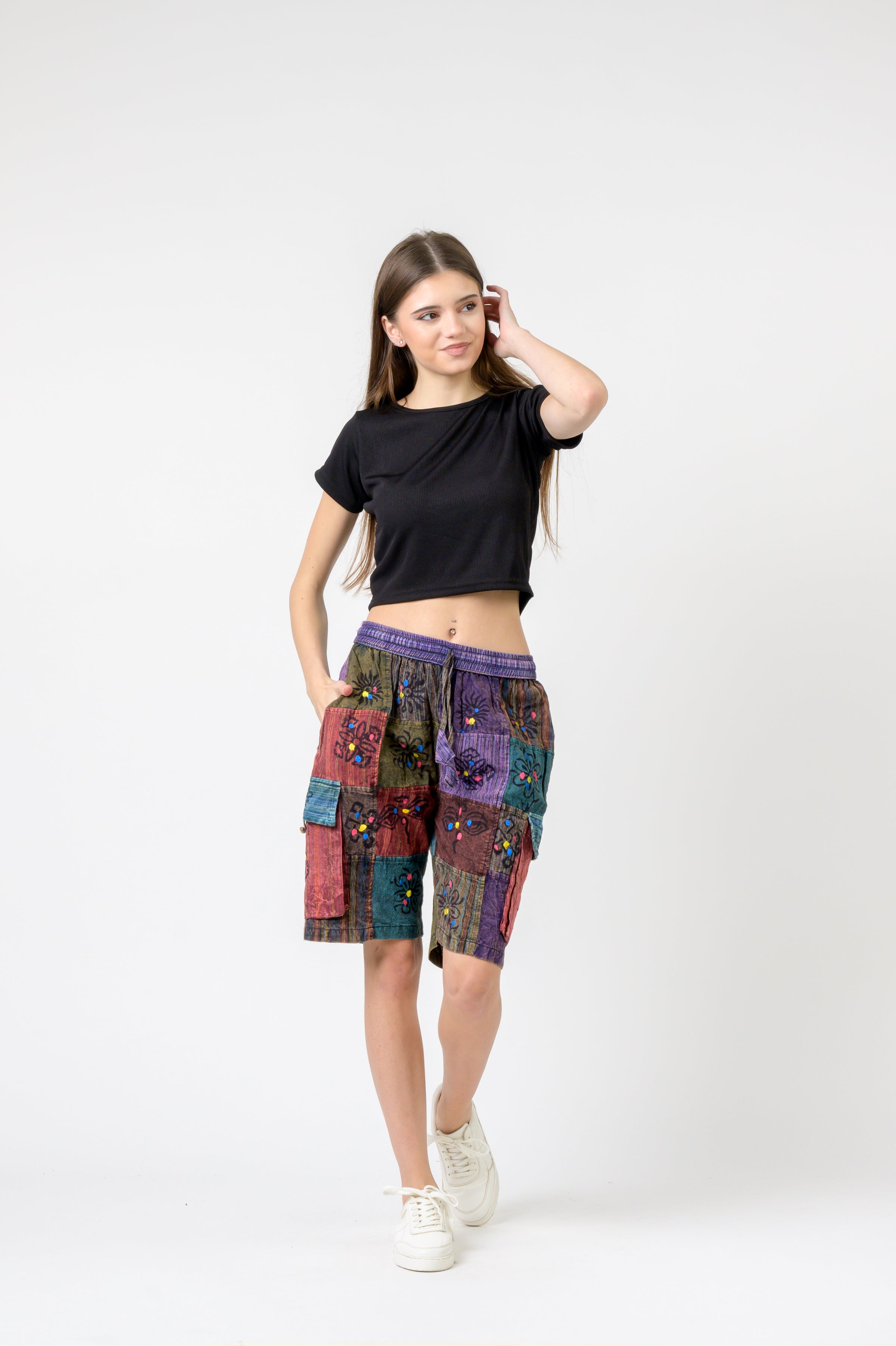 Rhea Mixed Tie-Waist Straight Pants