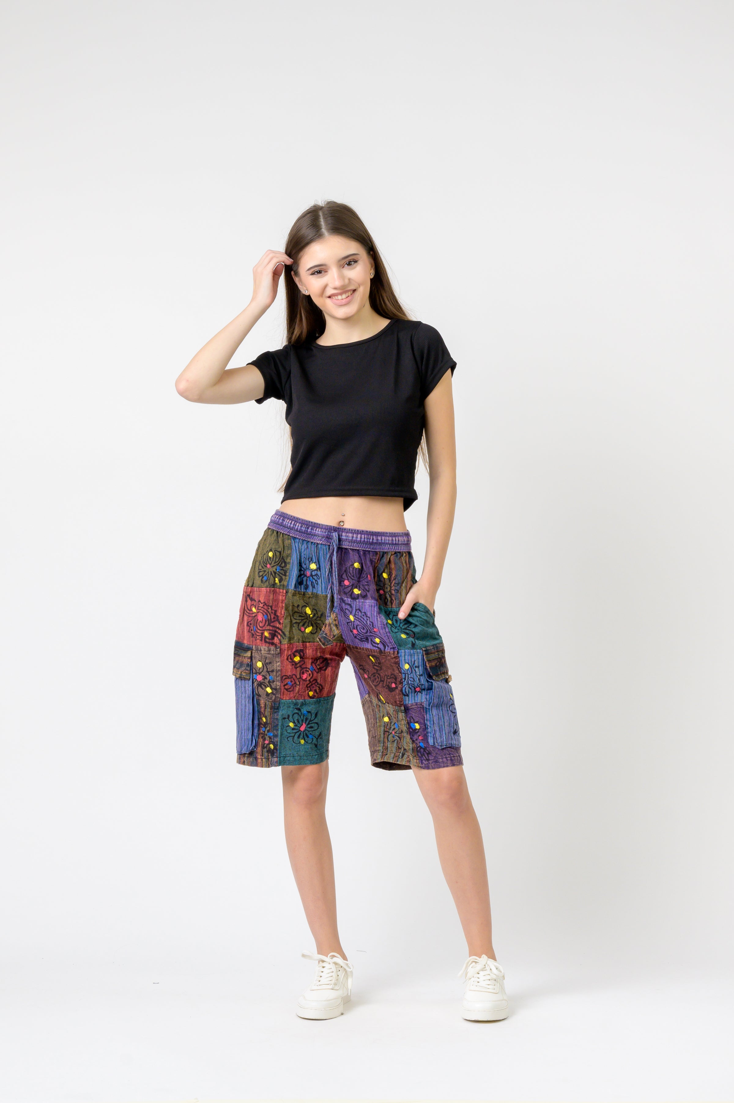 Rhea Mixed Tie-Waist Straight Pants