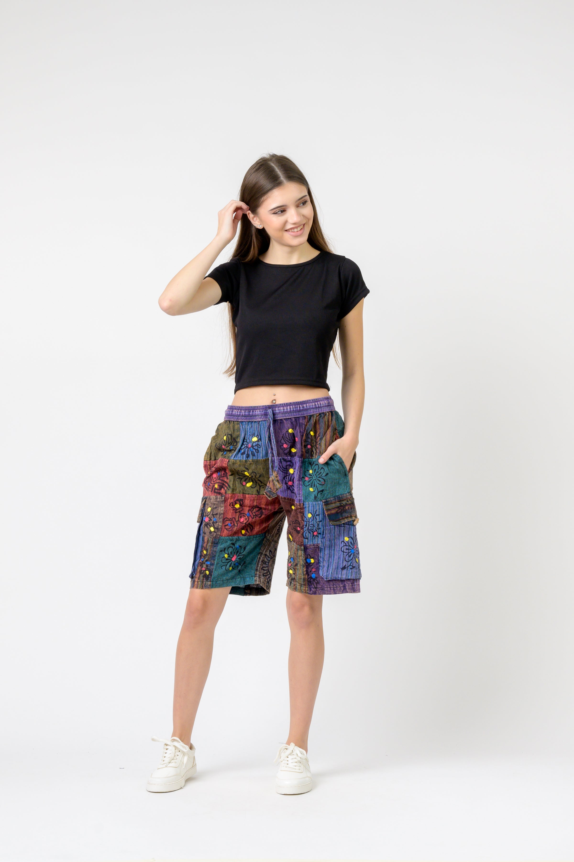 Mixed Tie-Waist Straight Pants