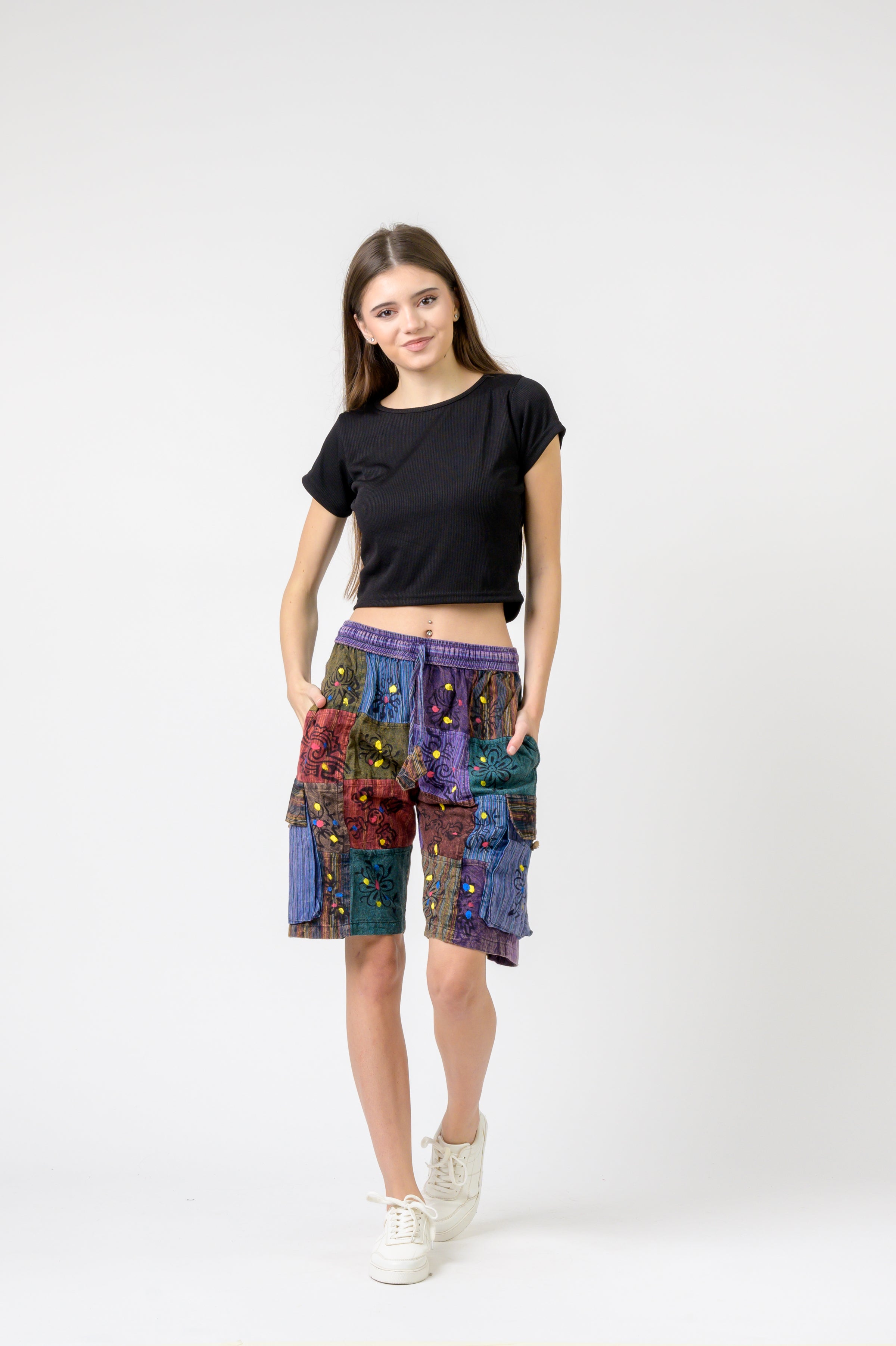 Rhea Mixed Tie-Waist Straight Pants