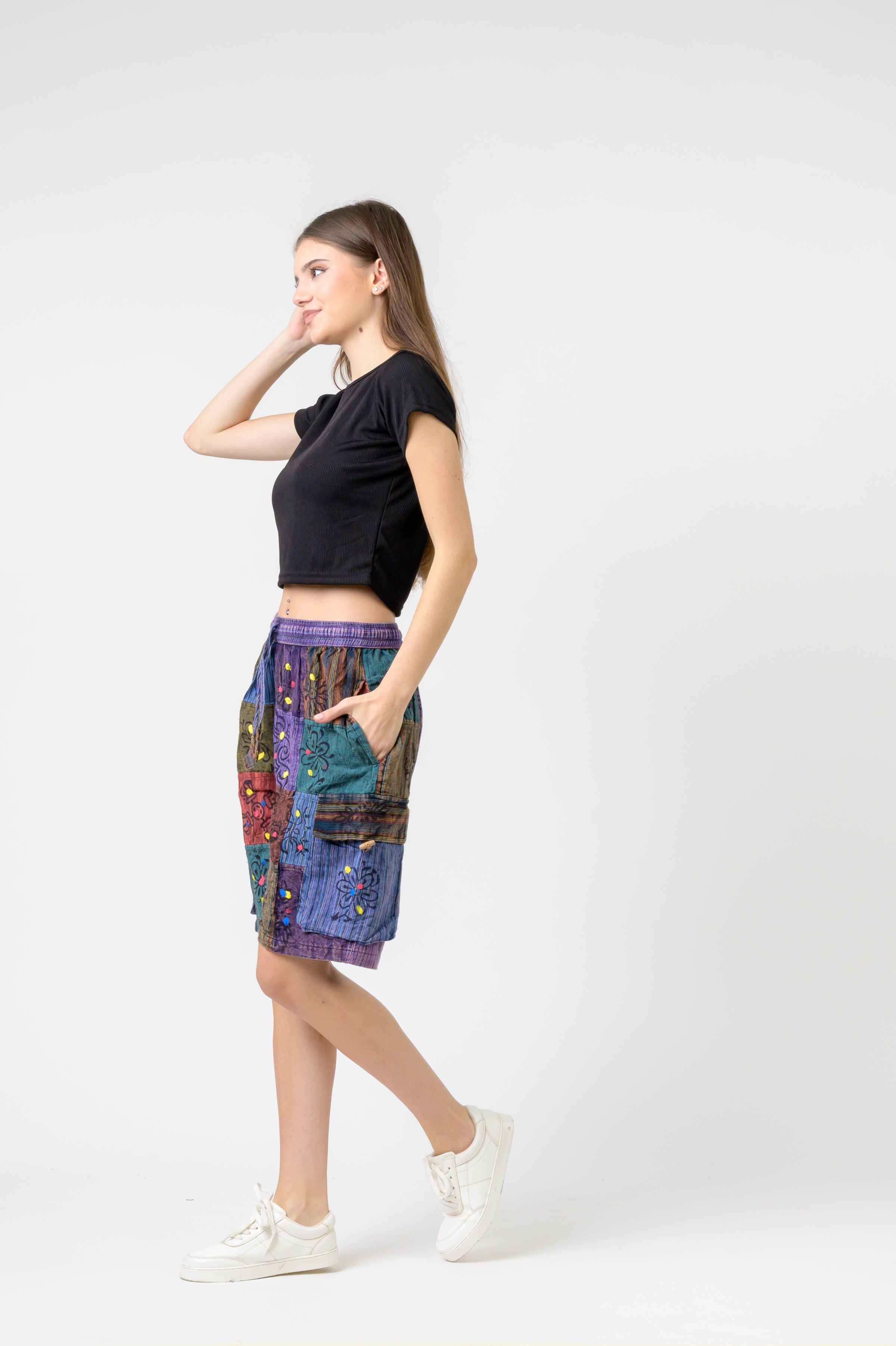 Rhea Mixed Tie-Waist Straight Pants