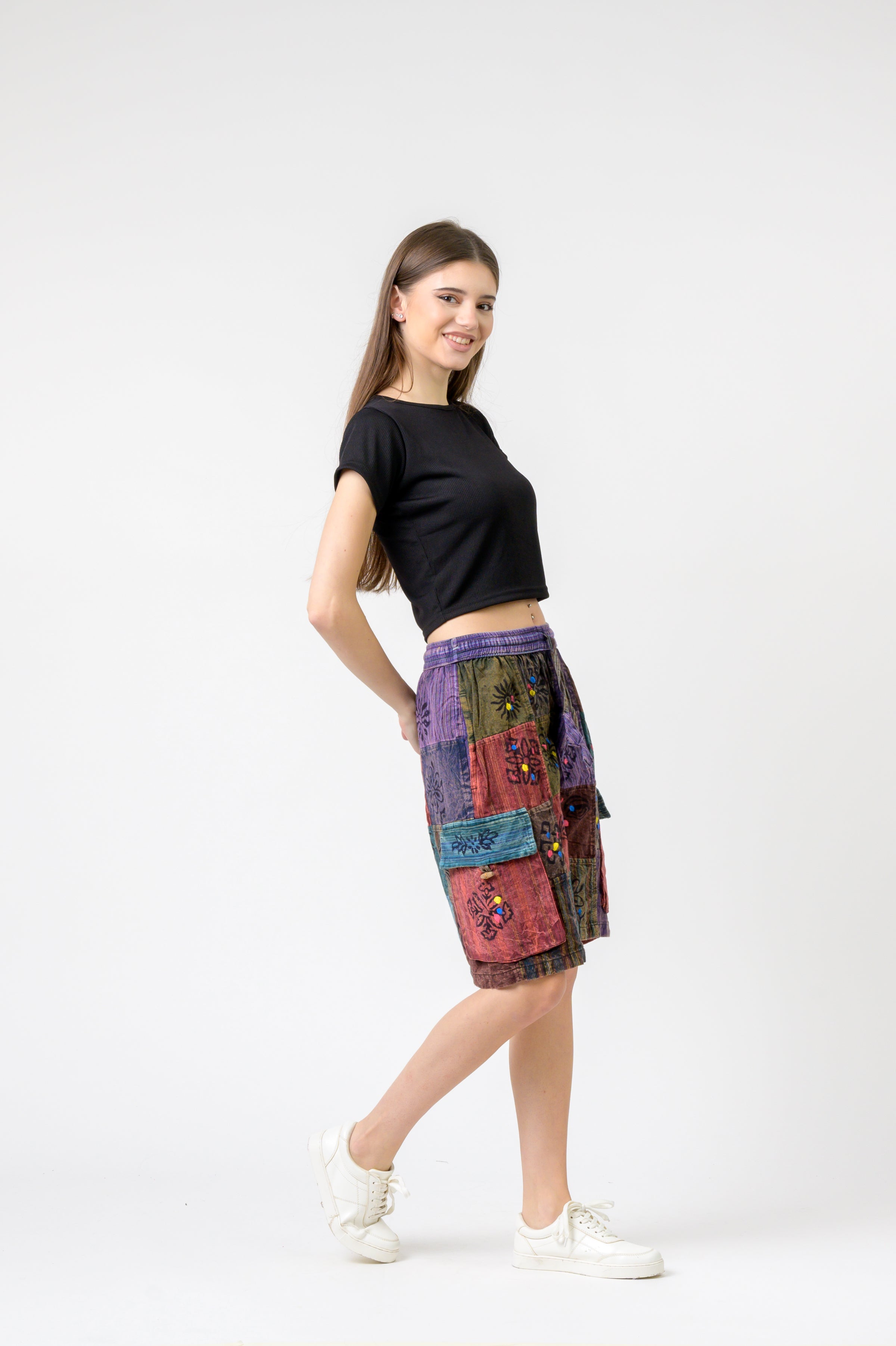 Mixed Tie-Waist Straight Pants