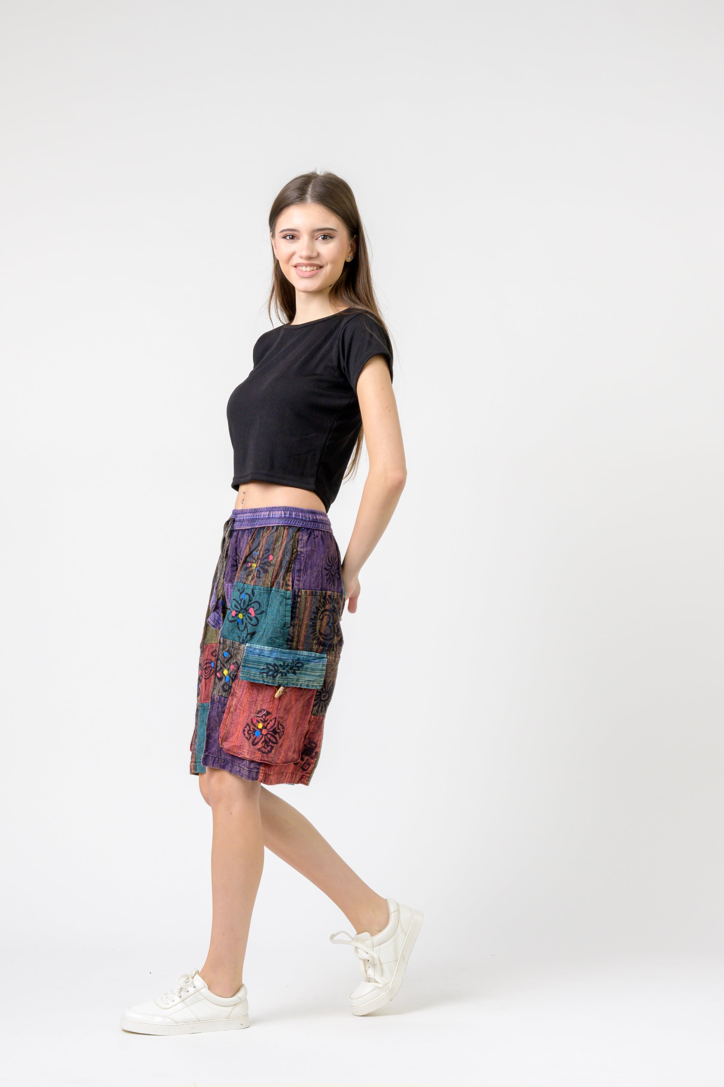 Mixed Tie-Waist Straight Pants