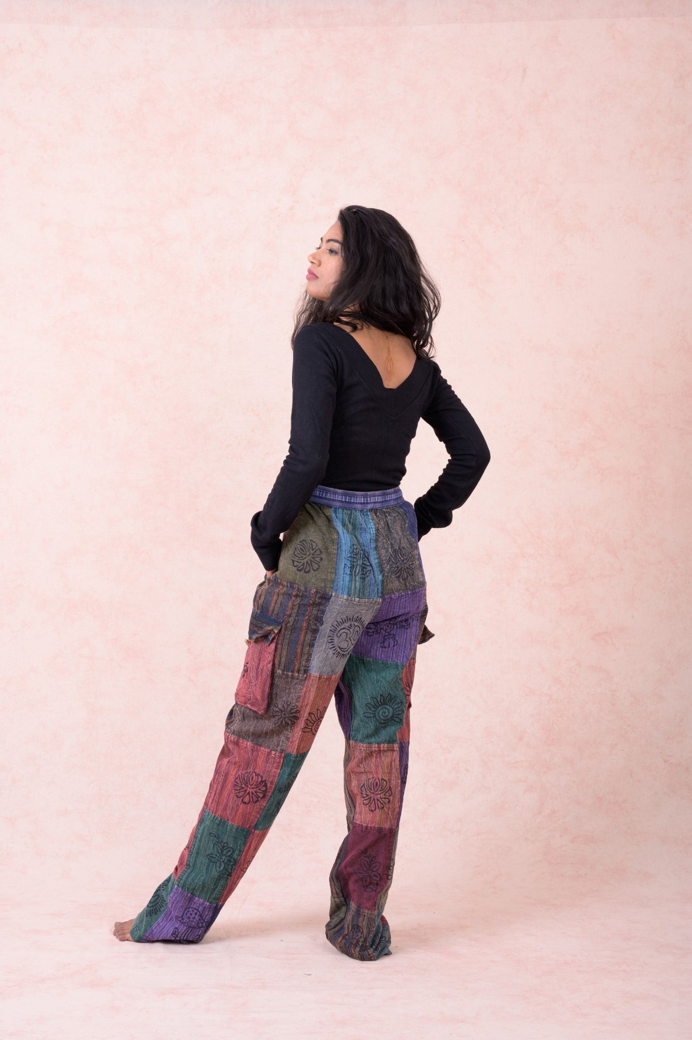 Rhea Color Patch Tie-Waist Pants