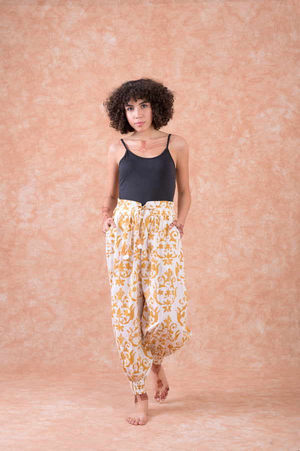 Analina Print Harem Pants - Yellow