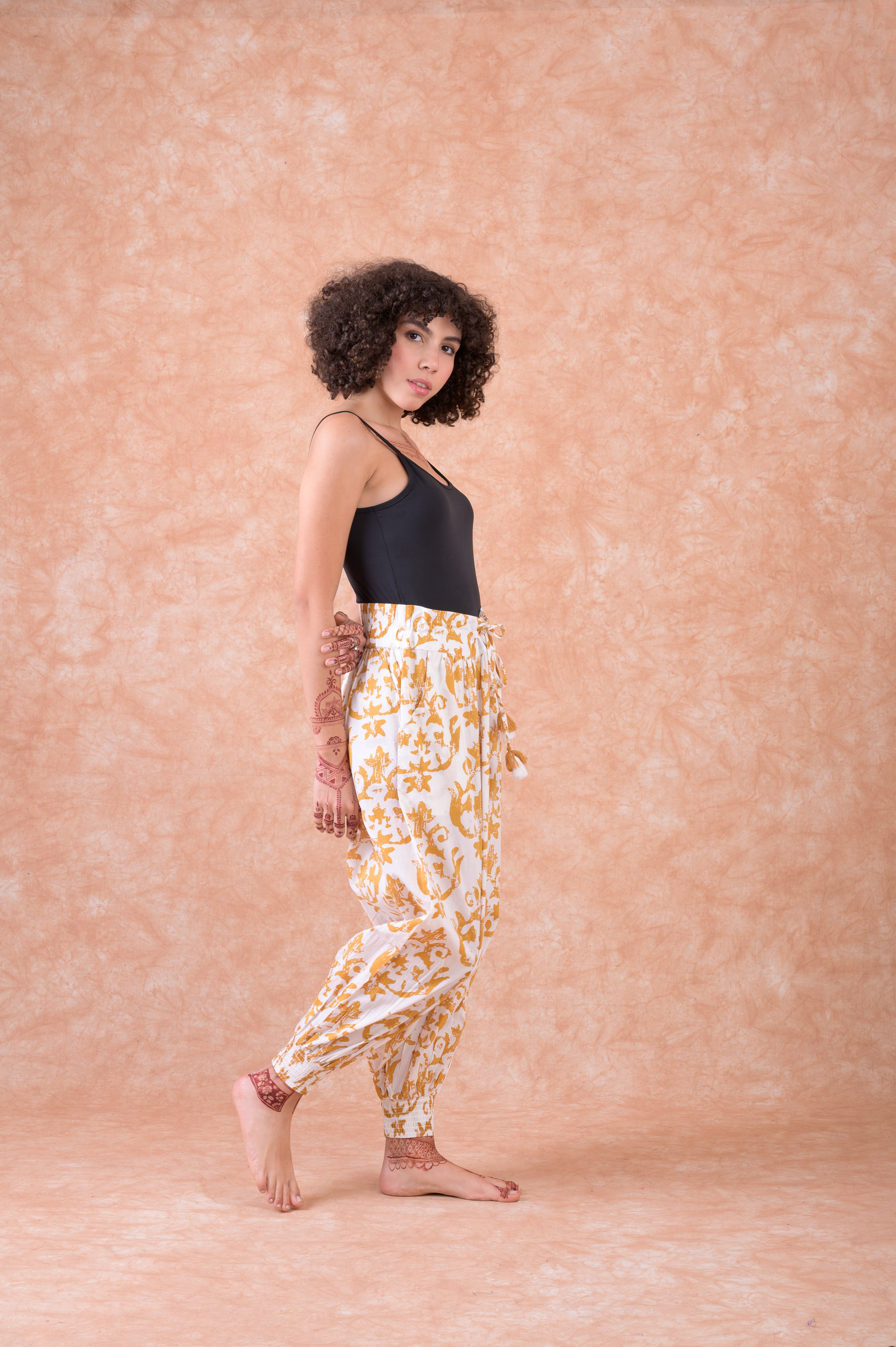 Analina Print Harem Pants - Yellow