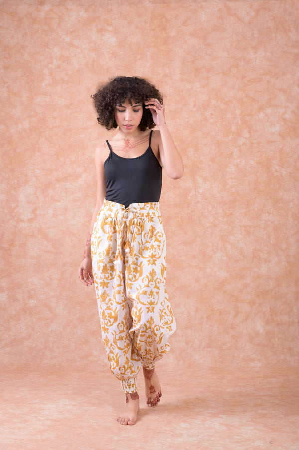 Analina Print Harem Pants - Yellow
