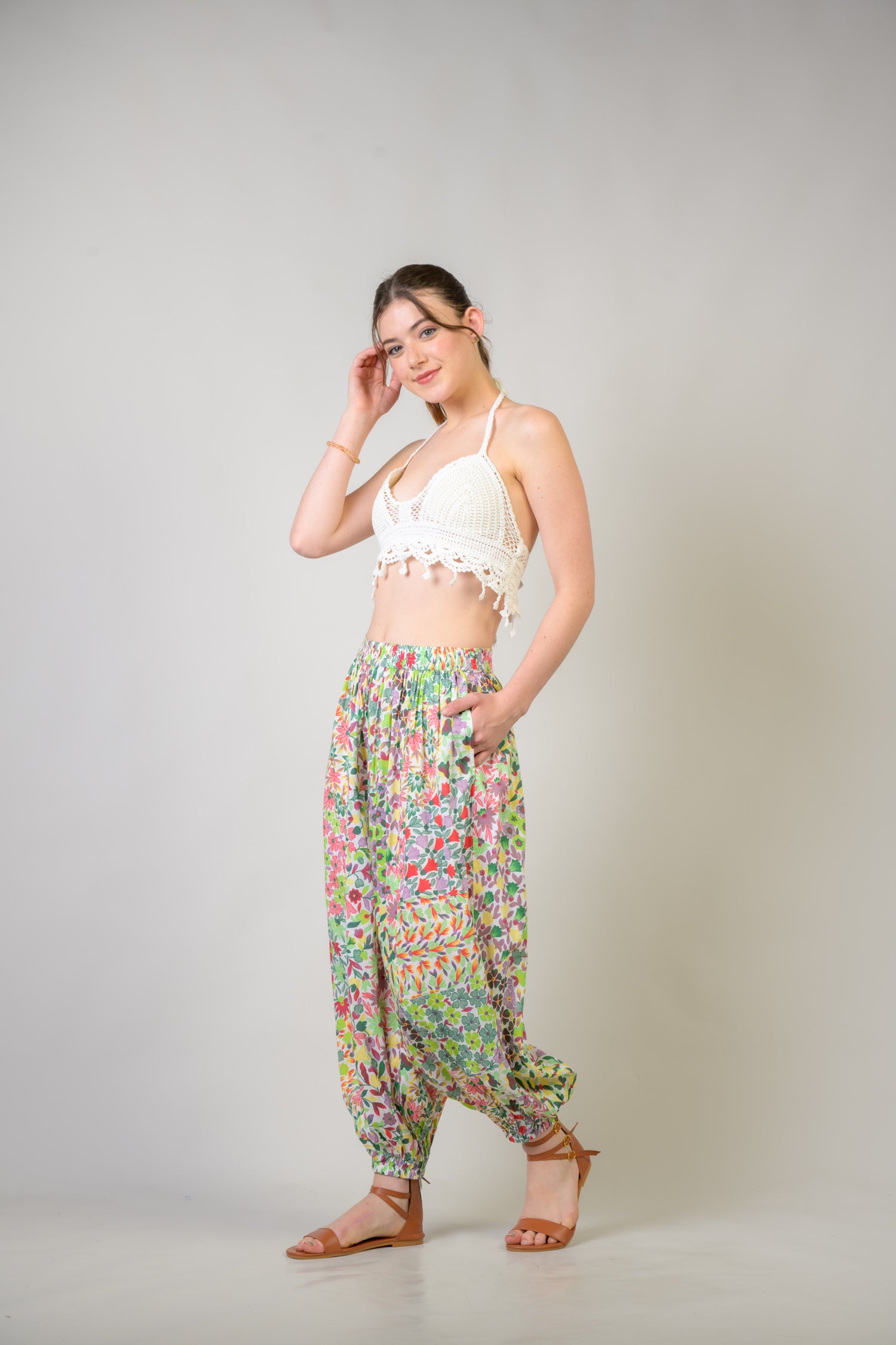 Rhea Flower Garden Pants Green / Small