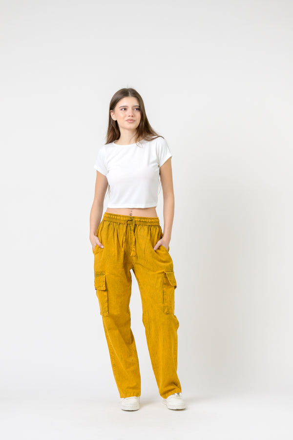 Solid Cargo Trouser - Yellow