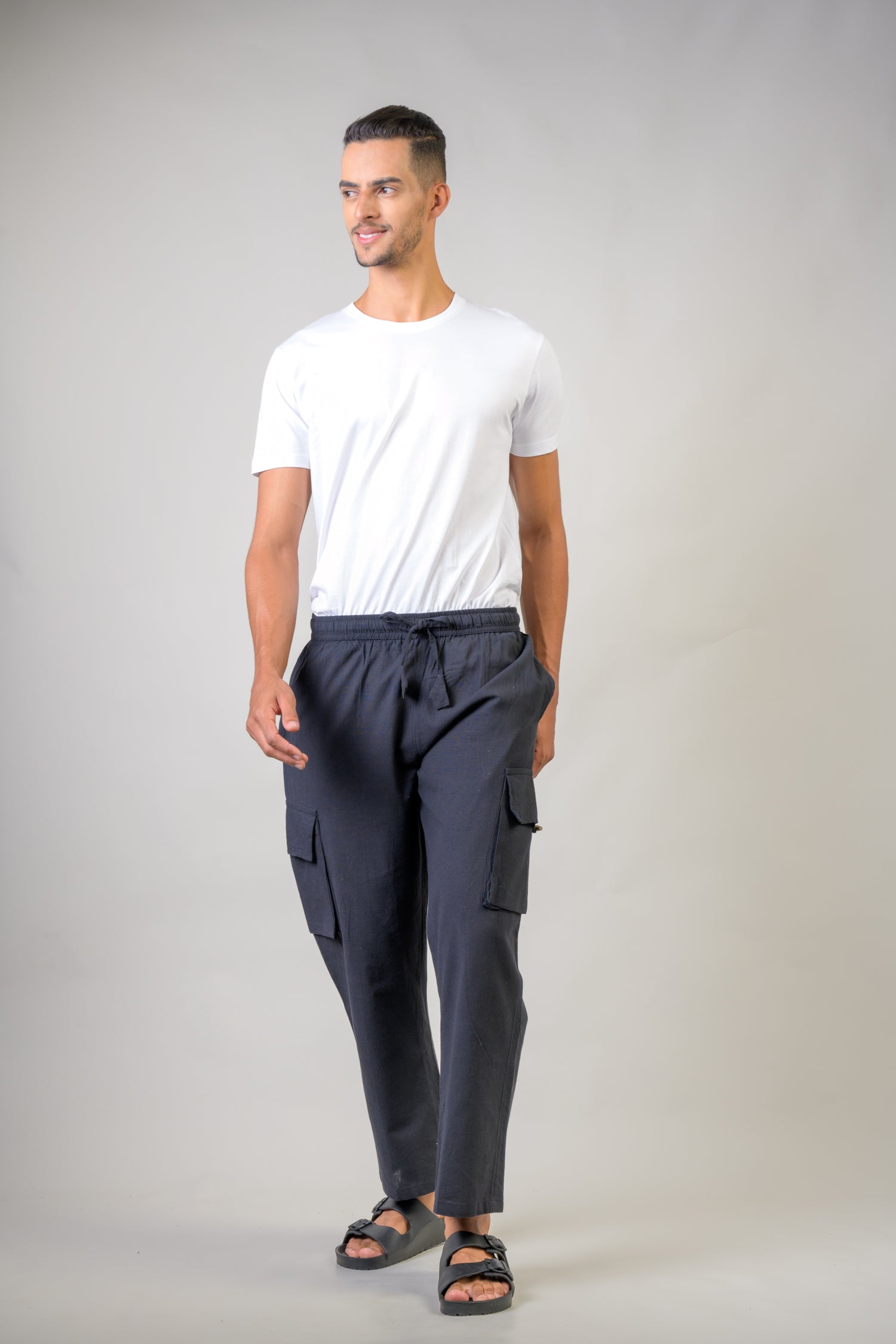 Solid Cargo Trouser - Black