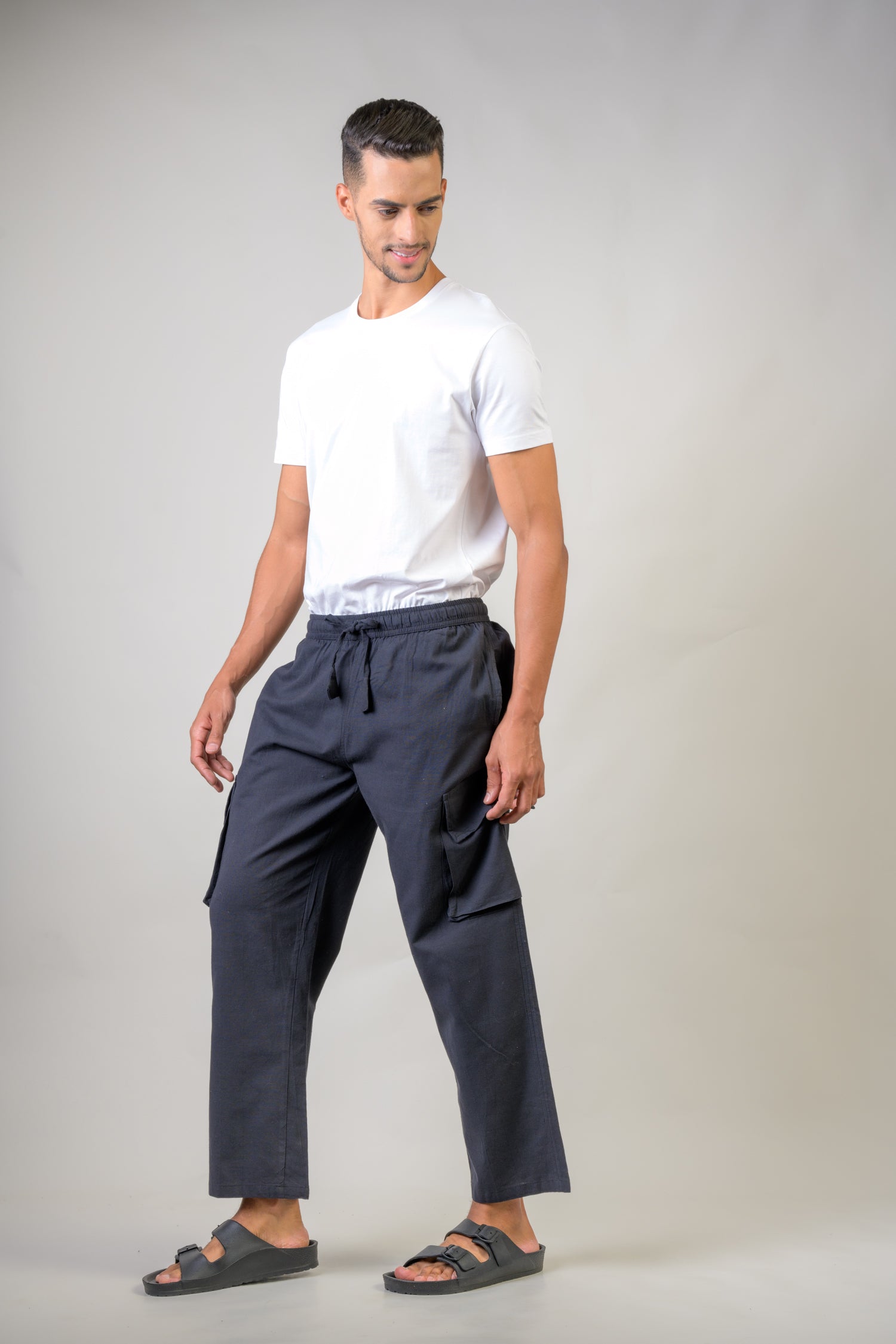 Solid Cargo Trouser - Black