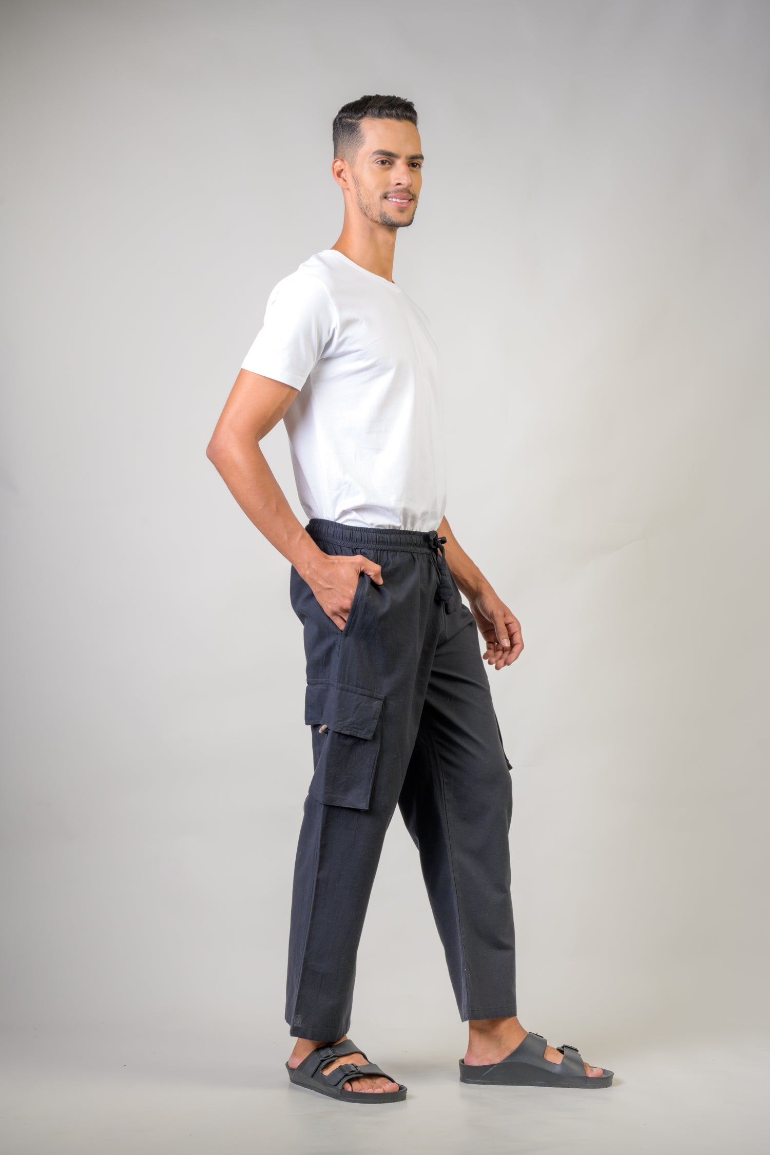 Solid Cargo Trouser - Black
