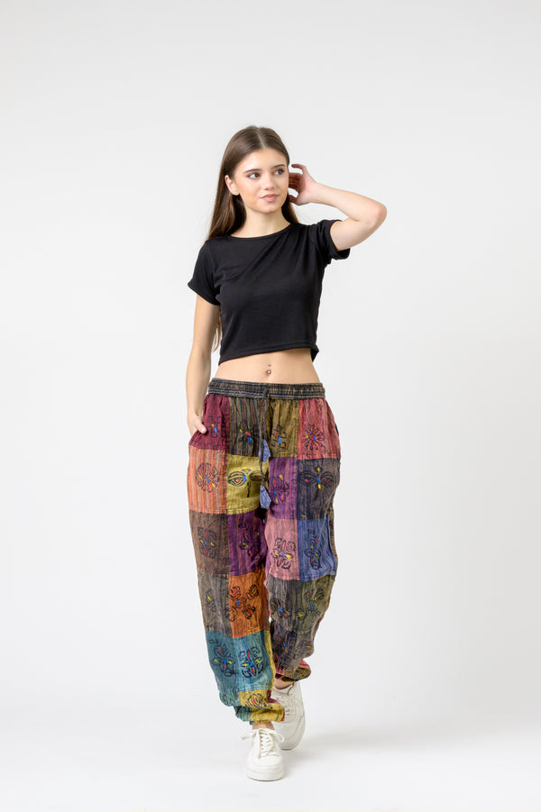 Elastic Waist Patch Pants