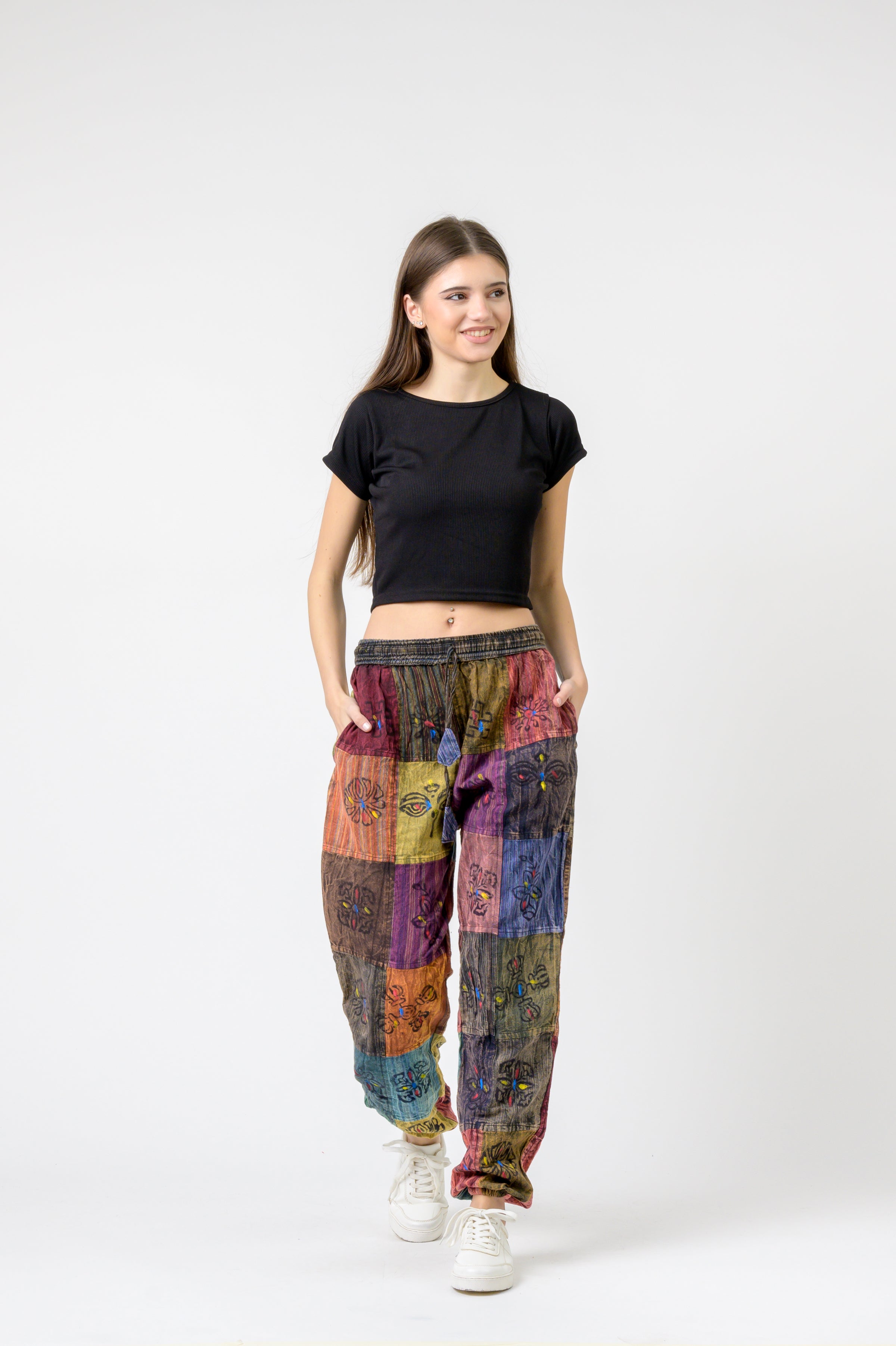 Elastic Waist Patch Pants
