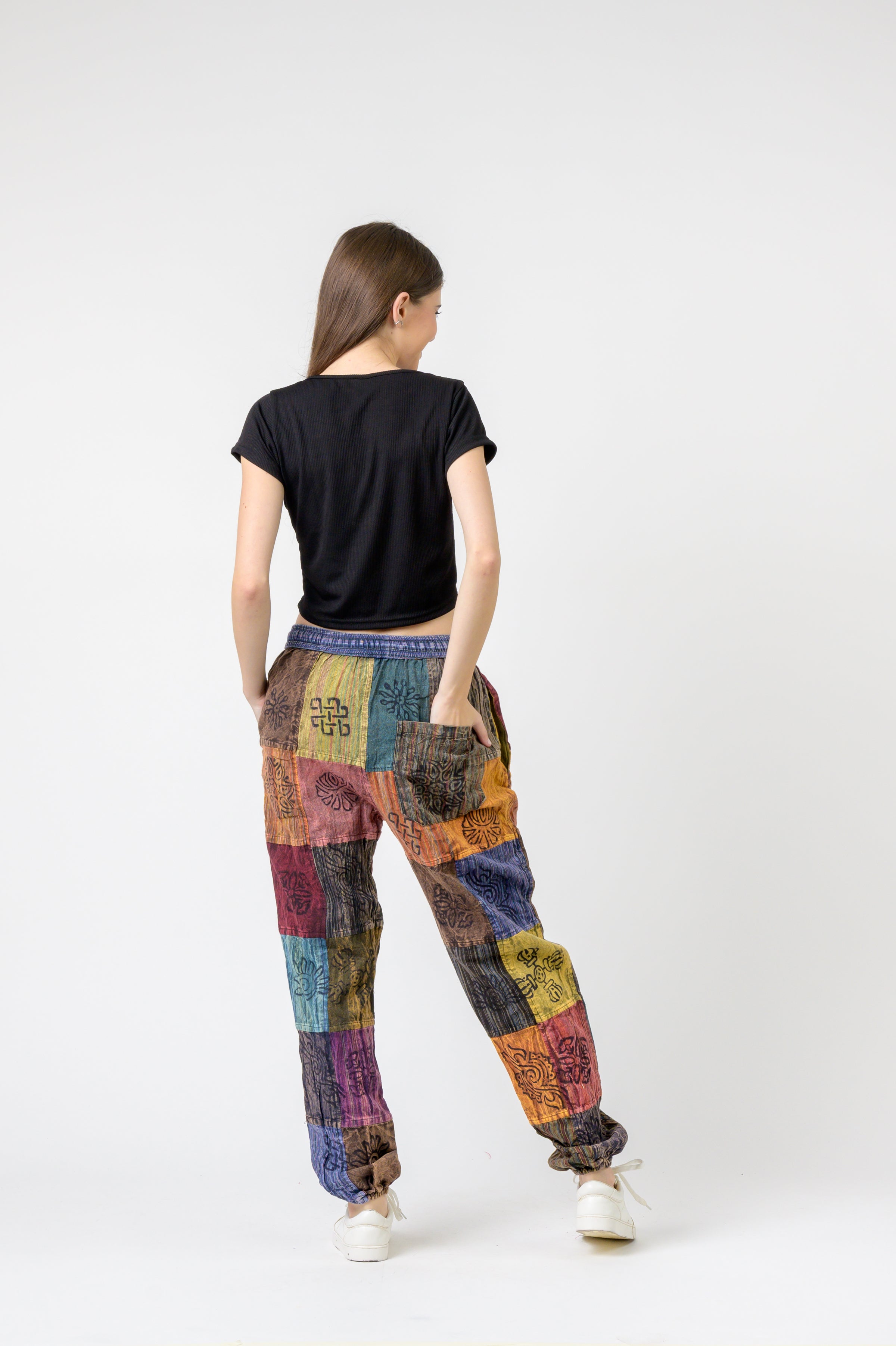 Elastic Waist Patch Pants