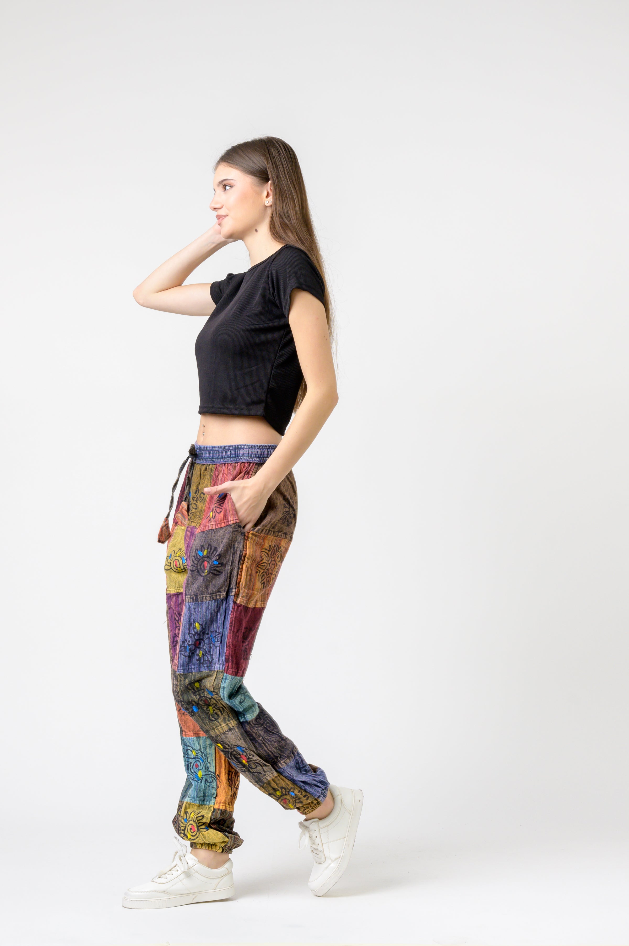 Elastic Waist Patch Pants